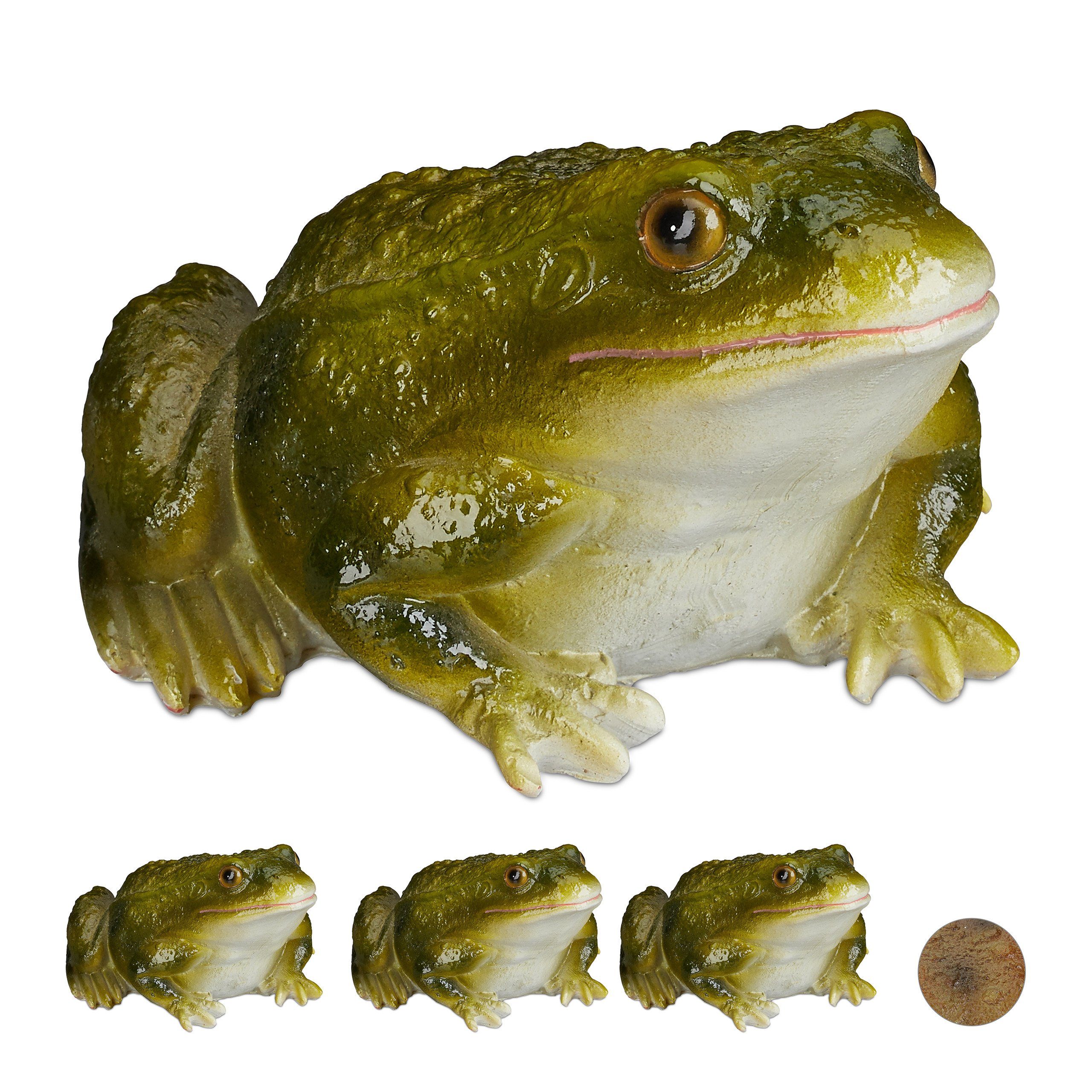 Gartenfigur 4 x Gartenfigur Frosch Kunststein grün