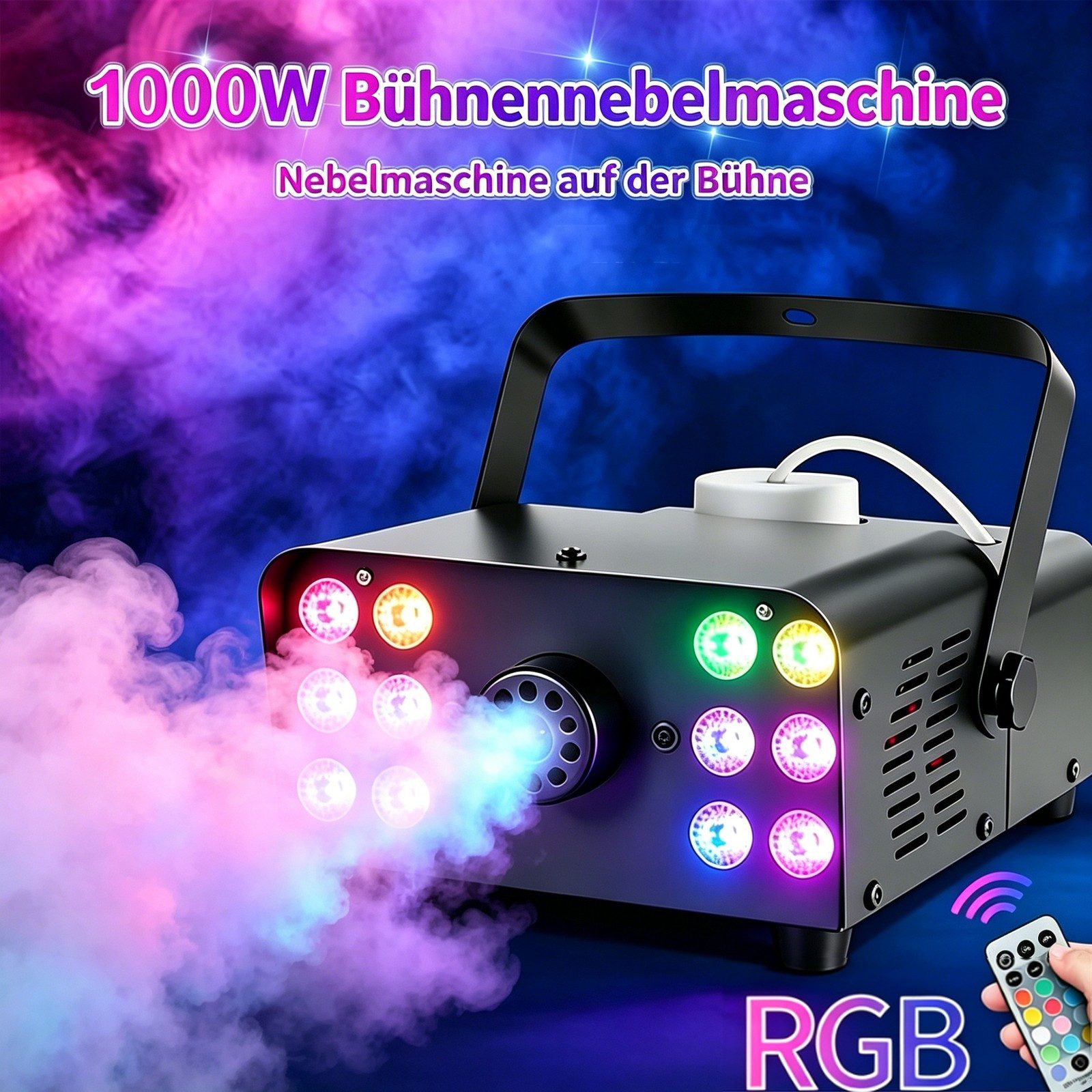oyajia LED Discolicht DJ Discolicht Partylicht, Discolicht Nebelmaschine Mini mit RGB Effekt, RGB, Nebel Maschine mit Fernbedienung UND LED Licht für Halloween DJ Party