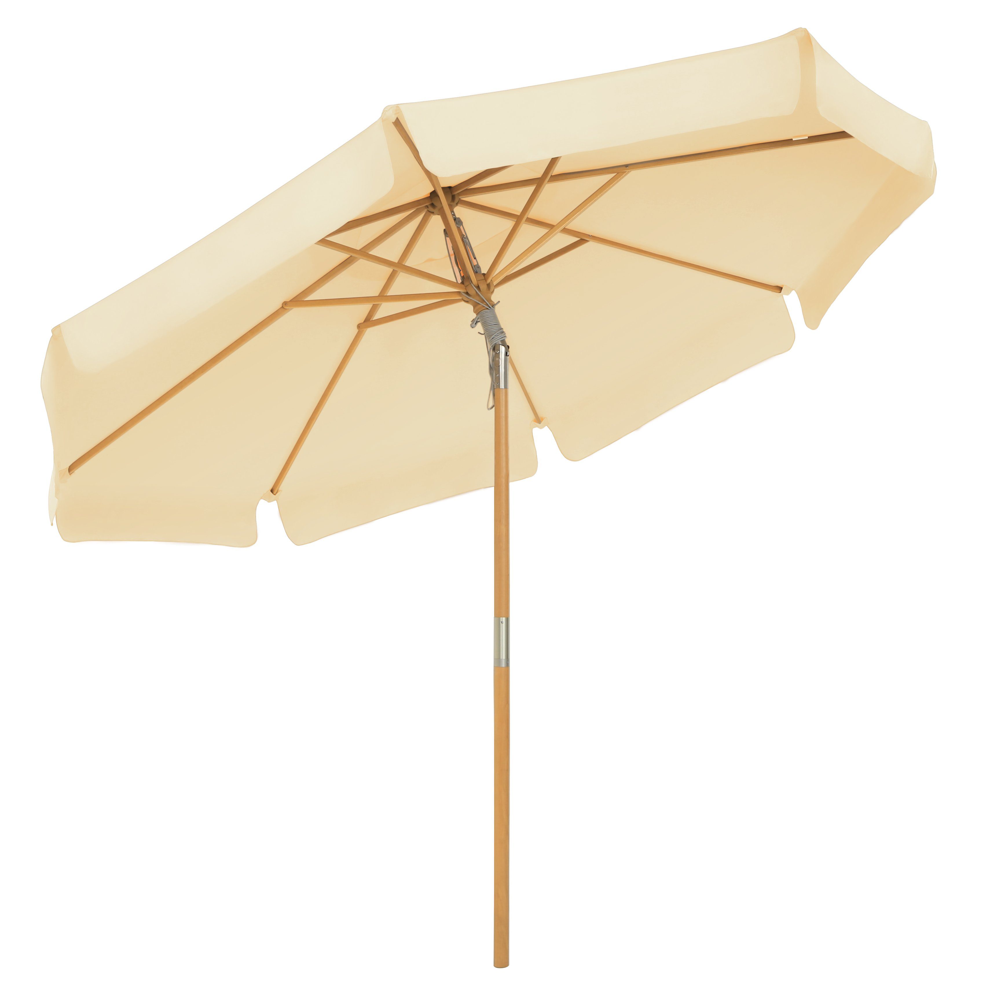 SONGMICS Sonnenschirm, ∅300 cm,Schirmmast und Schirmrippen aus Holz