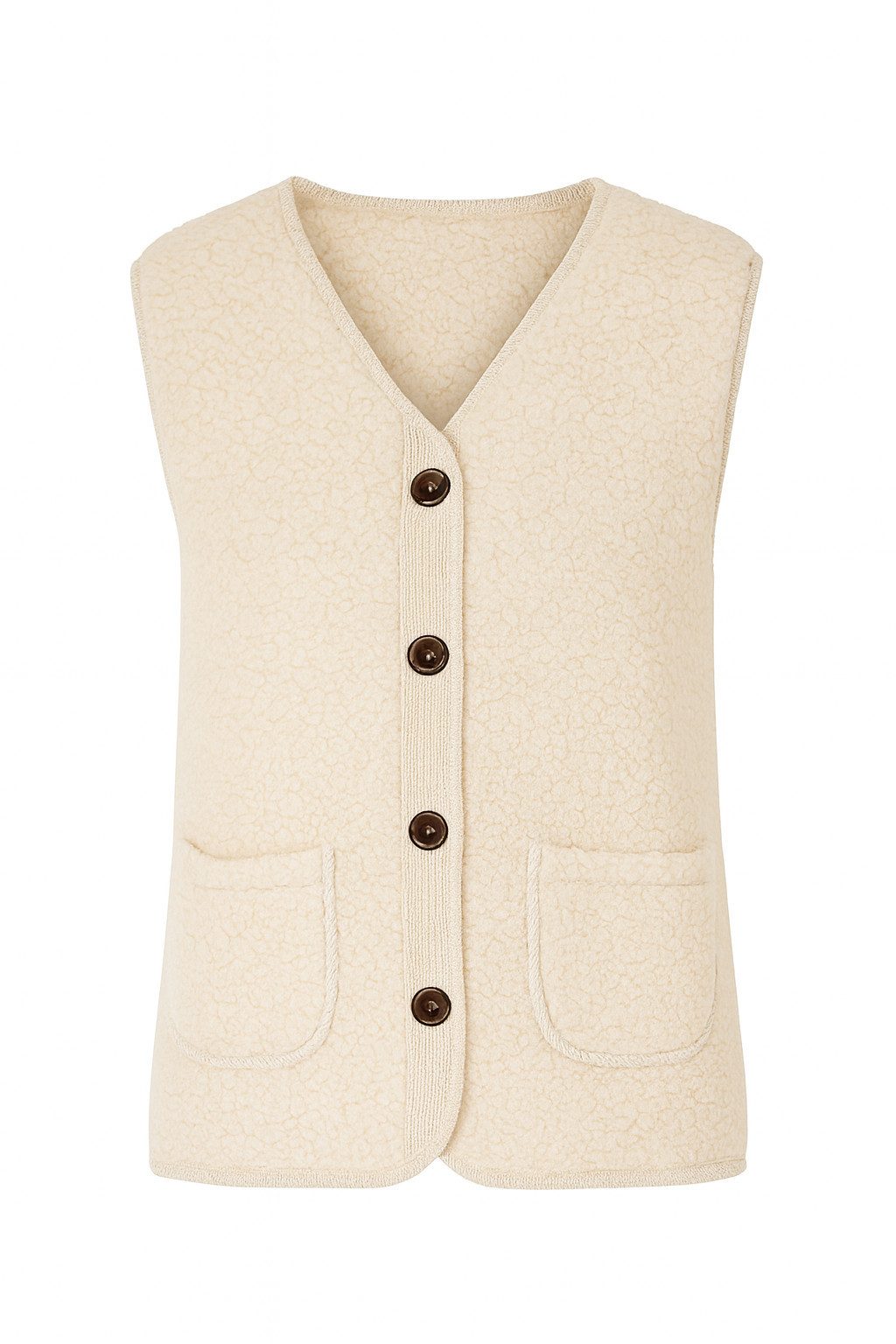 May Gem Kurzweste Kuschelweiche Damen Bouclé Weste mit Samt Cord Details 38-42 Einheitsgröße - 38-40 (lässig) & 40-42 (klassisch)