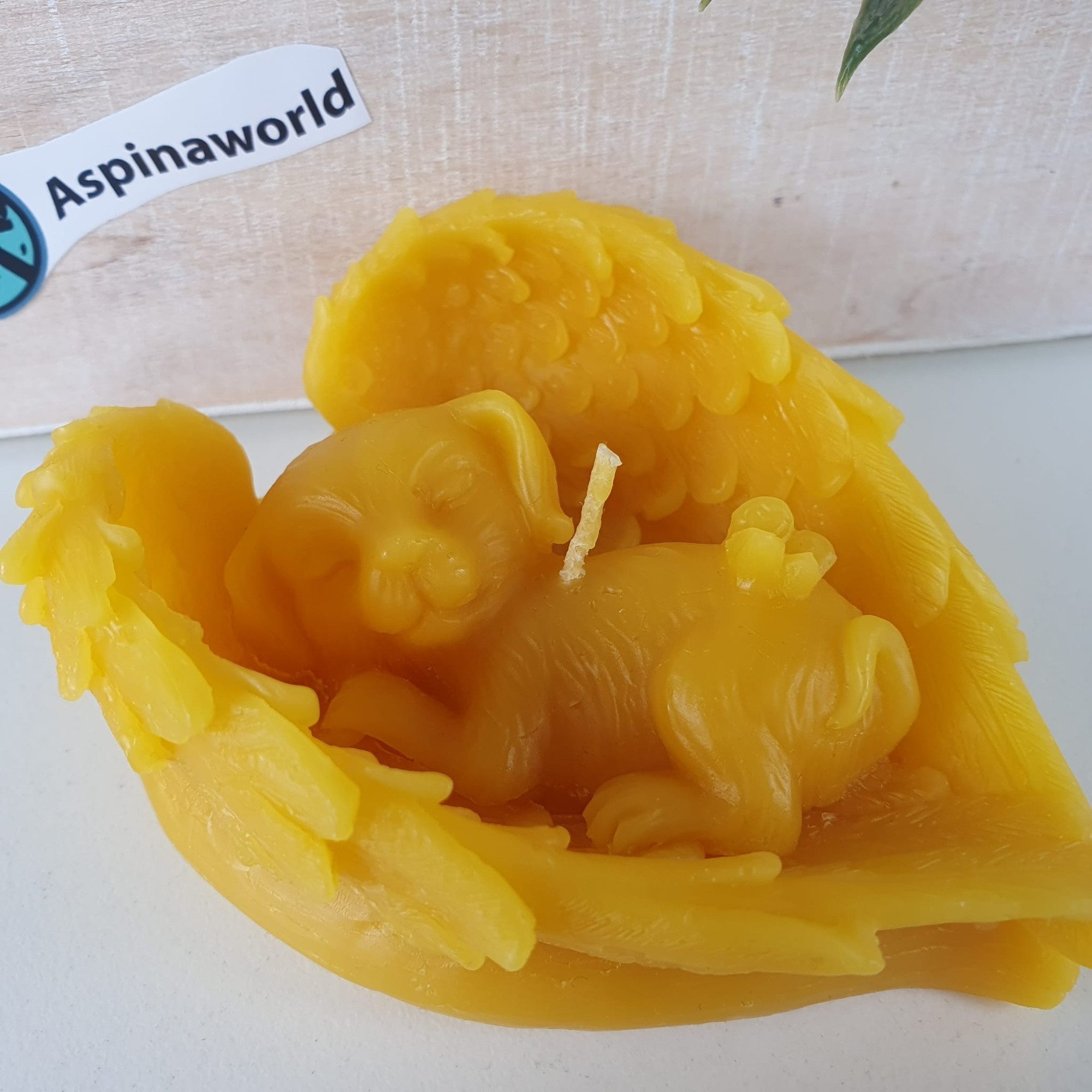 Aspinaworld Formkerze Hunde Kerze mit Engelsflügeln 4 cm – Kerze aus Bienenwachs