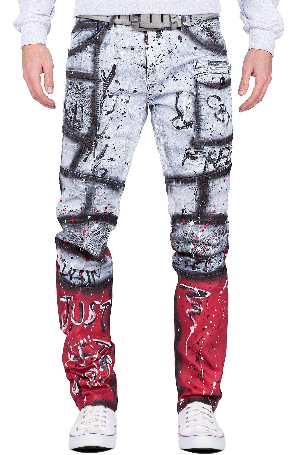 Herren Jeans Cipo & Baxx Regular-fit-Jeans BA-CD683 Freizeithose im besonders auffälligem Regular Slim Leg Jeans Hose mit auffäl