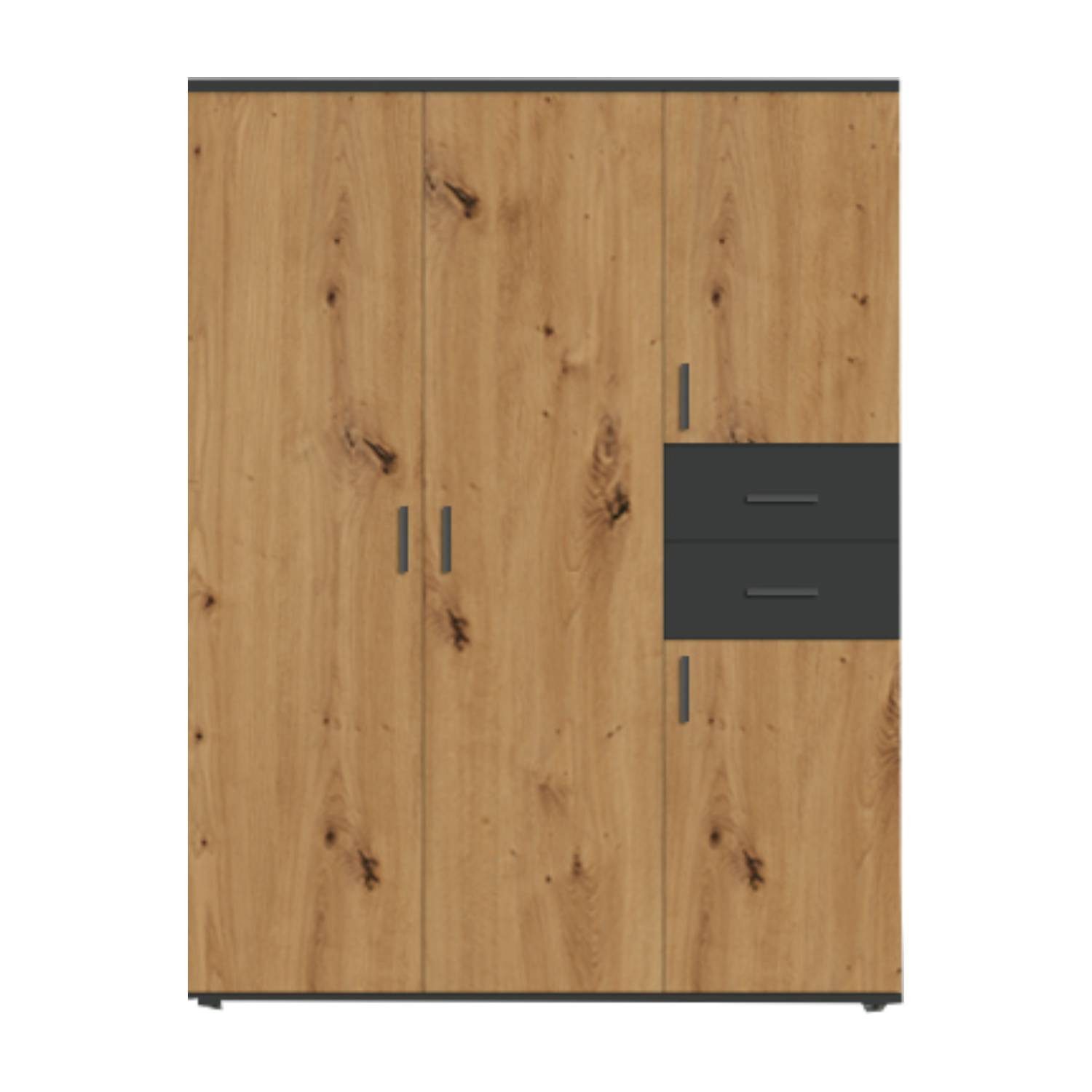 BMG Möbel Kinderkleiderschrank Elli (4-türig) 135x190 cm, mit Schubladen und Kleiderstange, Made in Germany