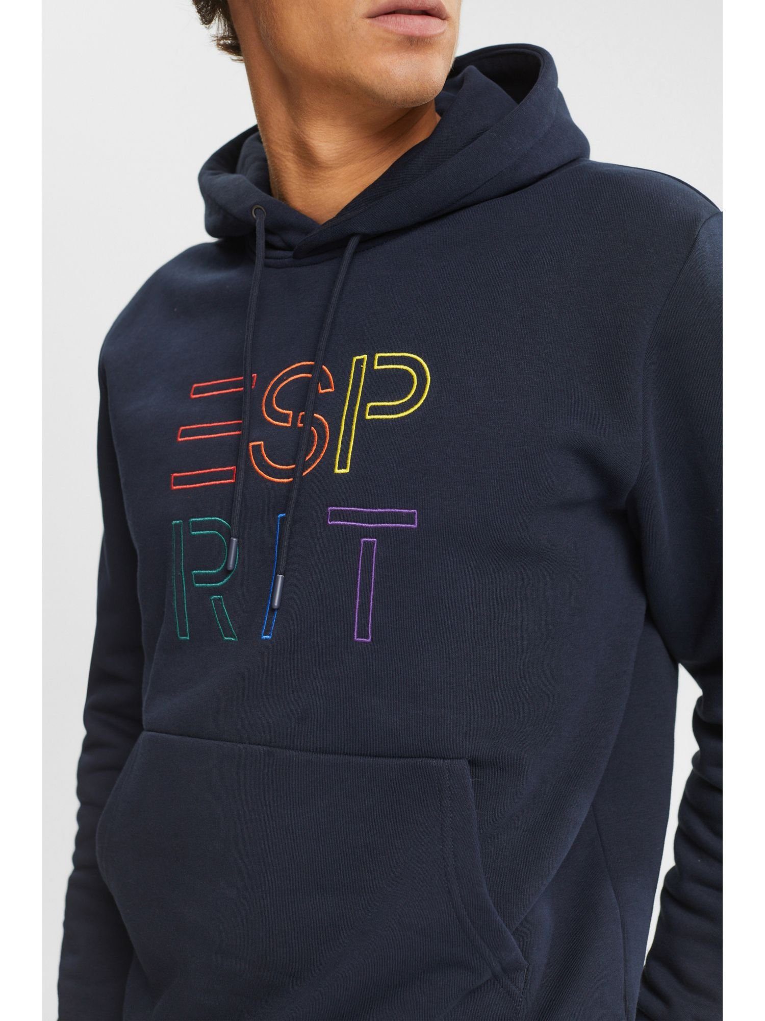 (1-tlg) Esprit Sweatshirt Recycelt: Logo-Stickerei Hoodie mit NAVY