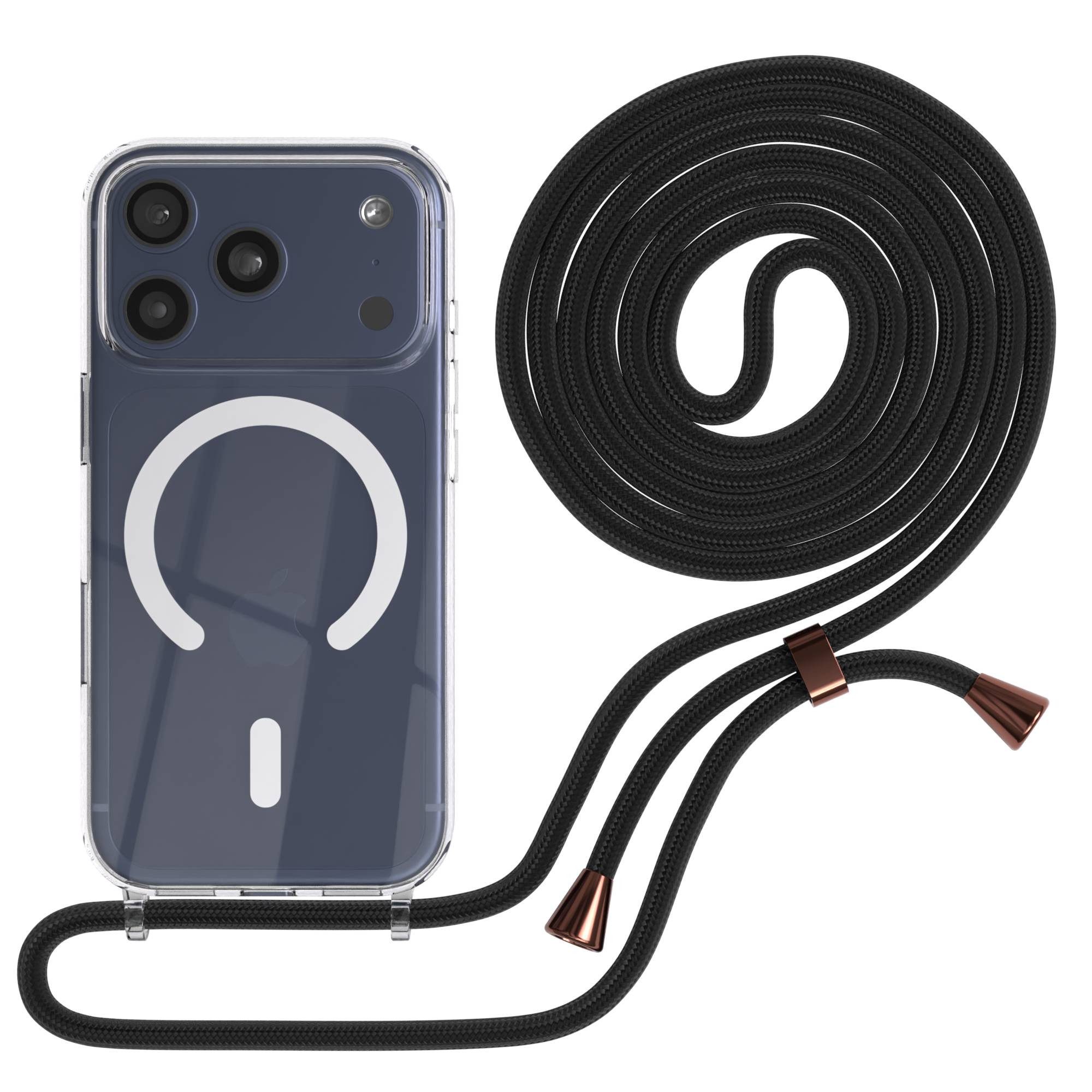 EAZY CASE Handykette mit Magsafe Hülle für Apple iPhone 17 Pro 6,3 Zoll, Slimcover Handykette Hülle mit Band Clear Case Handykordel Clips …