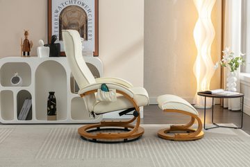 WISHDOR Massagesessel Ergonomischer Stuhl (2-St., 1er Set, 2-St., Relaxsessel mit Hocker), PU-gepolsterter Massagesessel, mit 5 Vibrationspunkte Massagegerät