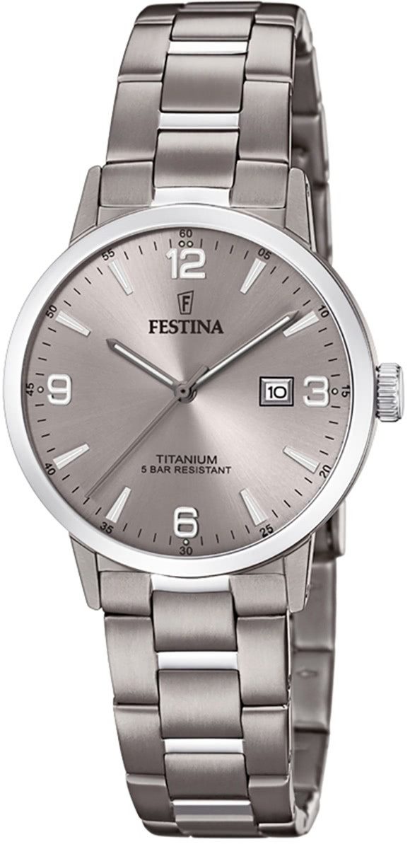 Festina Quarzuhr Festina Damen Uhr F20436/2 Elegant Titan, (Analoguhr), Damen Armbanduhr rund, Titanarmband silber