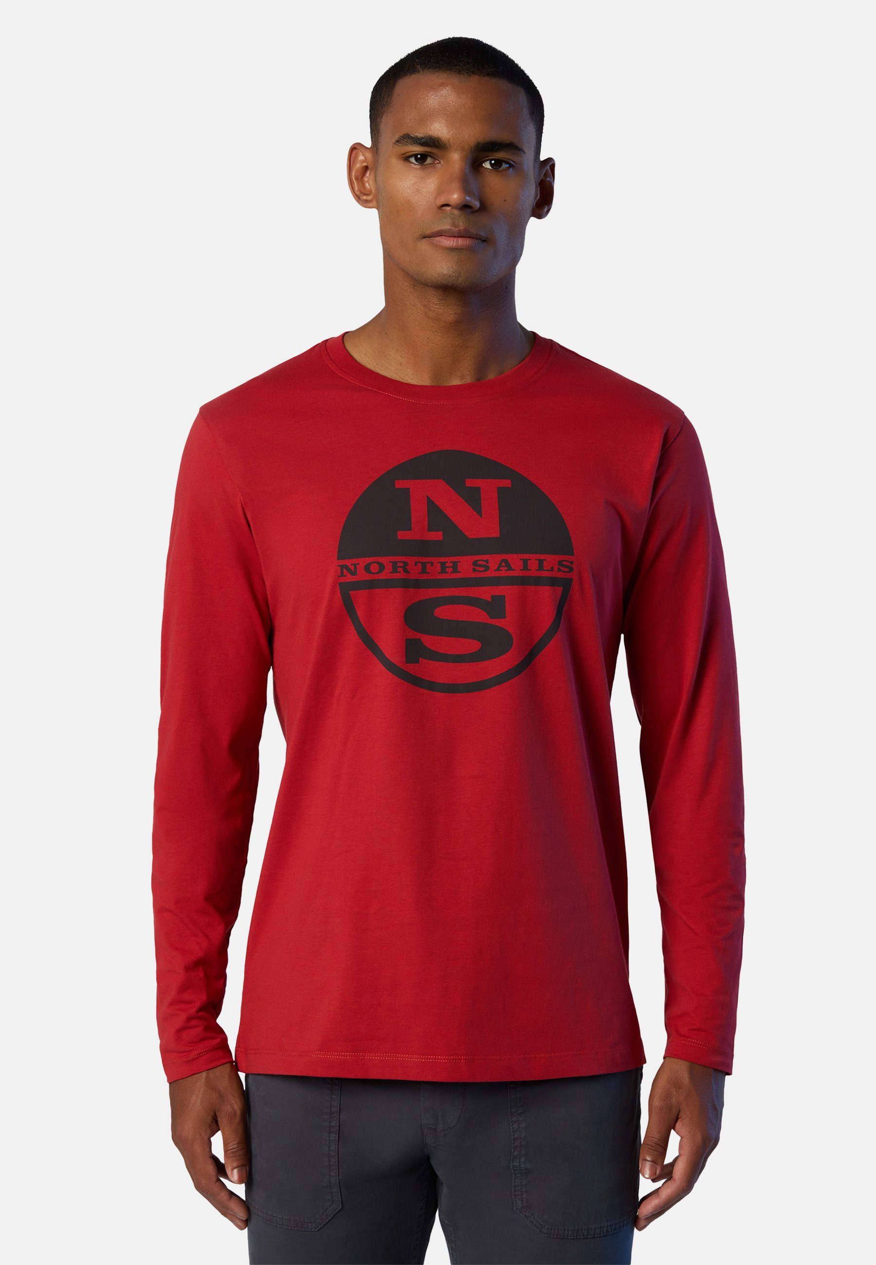 North Sails T-Shirt Langarm-T-Shirt mit Logo-Druck mit klassischem Design RED