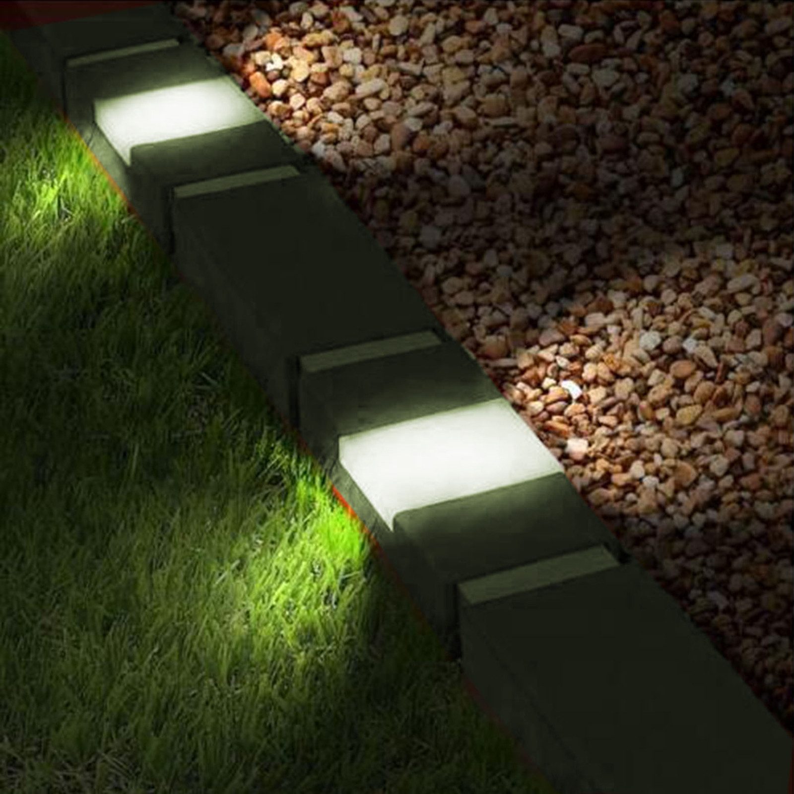 HTI-Living Beetumrandung Beetumrandung Nessa Solar Brick 10-teilig Grau, LxH: 23.3x4.5 cm, Set, Beetumrandung mit 10 Modulen inkl. Solarbeleuchtung, Beetbegrenzung Beeteinfassung Rasenkante
