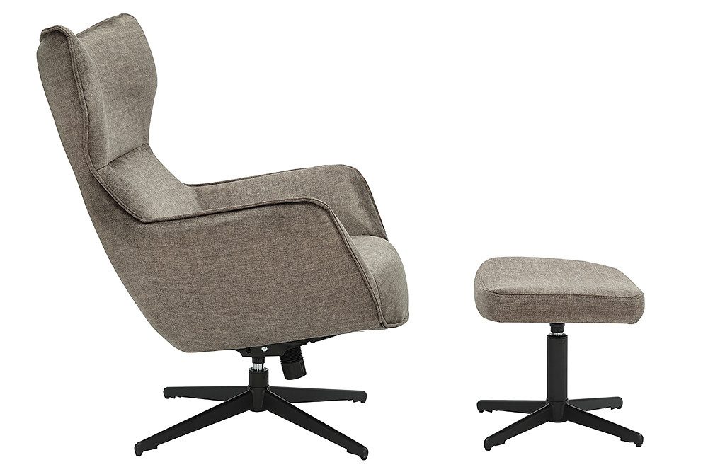 riess-ambiente Fußhocker VOGUE 45cm taupe / schwarz - Samt, drehbar, Metallbeine, Modern (Einzelartikel, 1 St), Fußhocker im Industrial Design - ideal für Wohn- und Arbeitsbereiche