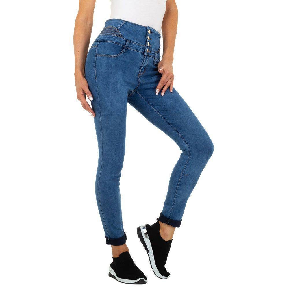 Skinny Ital-Design Jeans Skinny-fit-Jeans Bügelfrei Blau Damen in