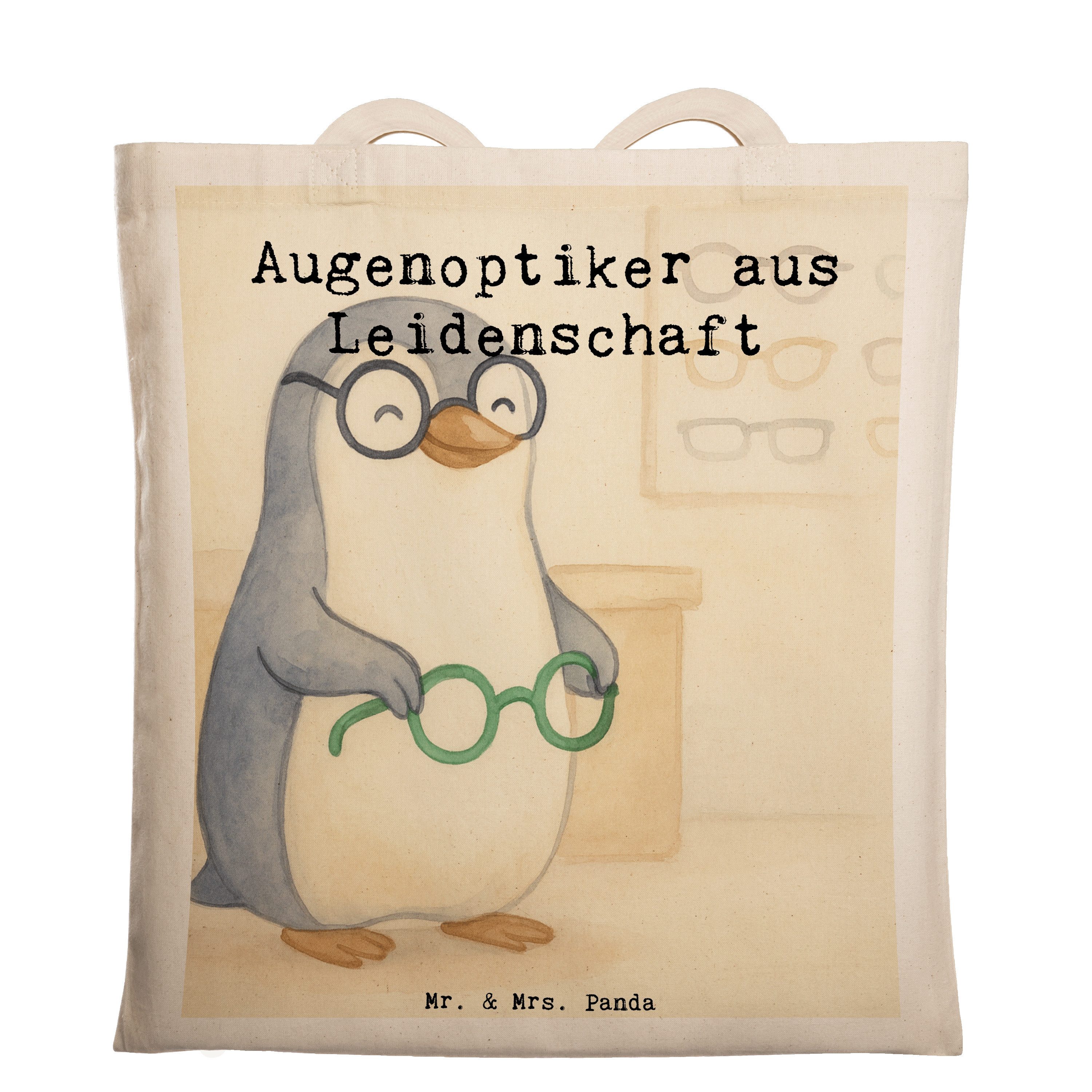 Mr. & Mrs. Panda Tragetasche Augenoptiker Leidenschaft Design, Tasche, Weiß, Laptoptasche, Optiker (Packung, 1-tlg)