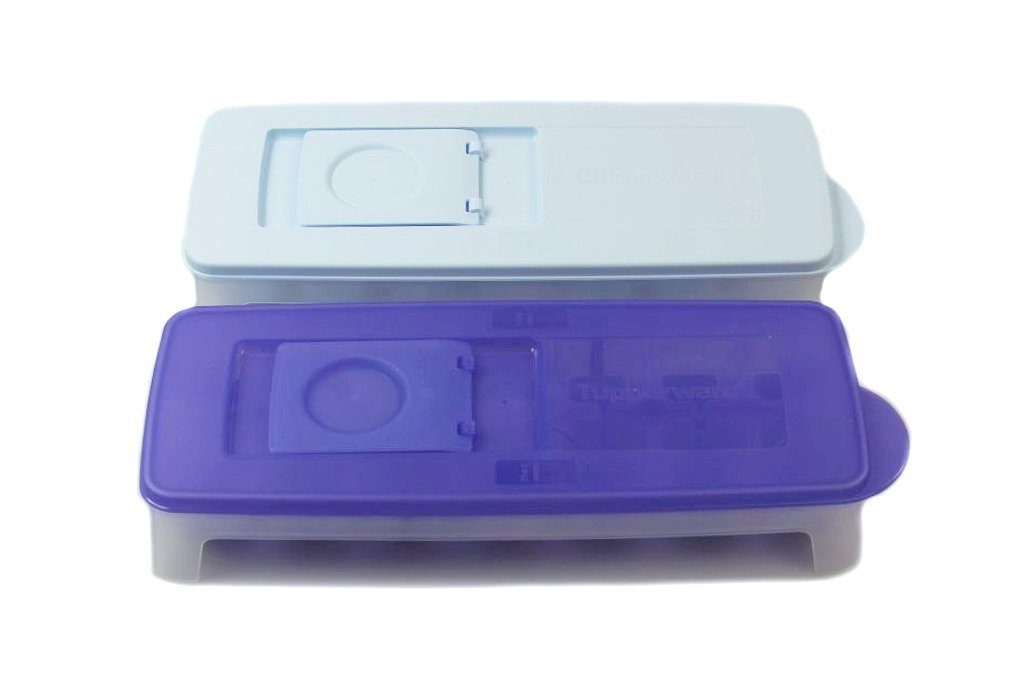 TUPPERWARE Eiswürfelform Eiswürfler lila-weiß + himmelblau