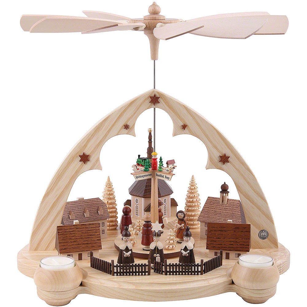 Müller Kleinkunst GmbH Seiffen Weihnachtspyramide 1-stöckige Pyramide Seiffener Dorf Spitzbogen 36cm von Müller Kleinkun