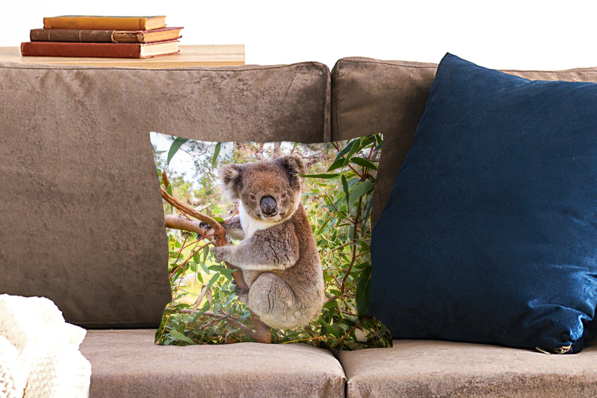 MuchoWow Dekokissen Koala Blätter Zierkissen - Baum mit - Deko, Füllung Wohzimmer, Schlafzimmer, - Mädchen, Jungen für - Sofakissen Kinder 