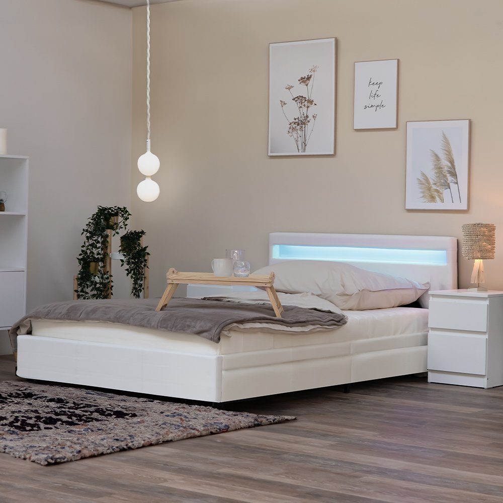 HOME DELUXE Bett LED Bett NUBE mit Schubladen (Set, 2-tlg., bett mit Schubladen und Lattenrost), mit Bettkasten und Lattenrost, Variante mit oder ohne Matratze