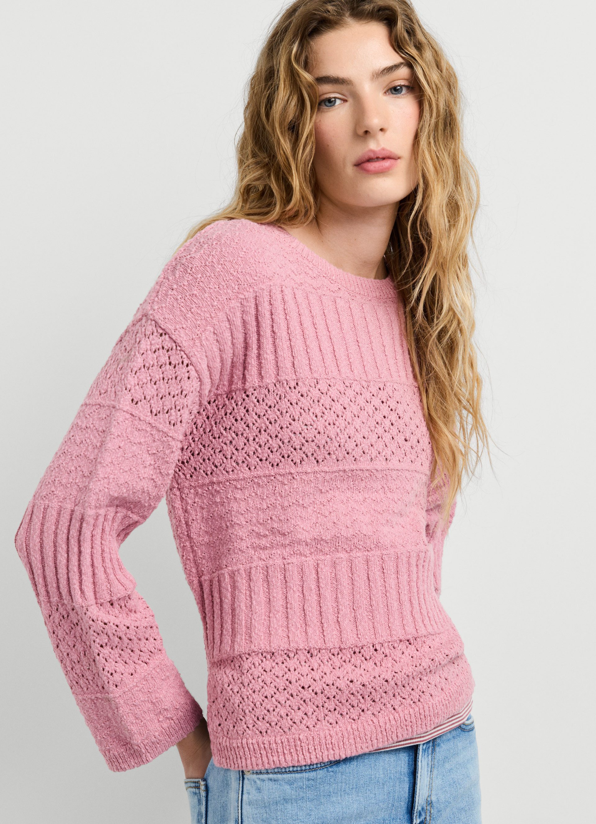 Pepe Jeans Strickpullover ALAYA im Strukturmix, reine Baumwolle