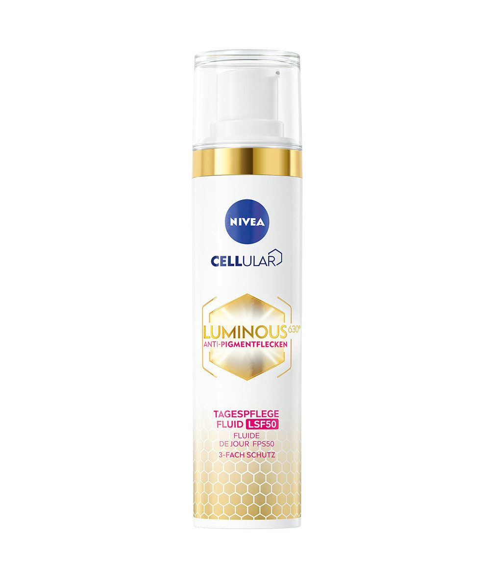 Nivea Gesichtsfluid Cellular LUMINOUS630® Anti-Pigmentflecken Tagespflege Fluid LSF50 40ml, 1-tlg., mit Vitamin E