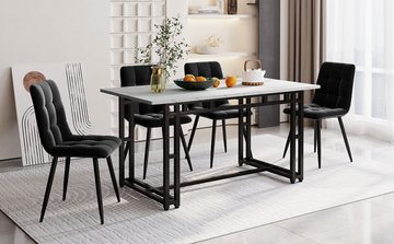 WISHDOR Essgruppe Esstisch mit 4 Stühlen, (Die Länge und Breite des Esstisches betragen 140 x 80 cm, 5-tlg), Moderne Küche Esstisch Set