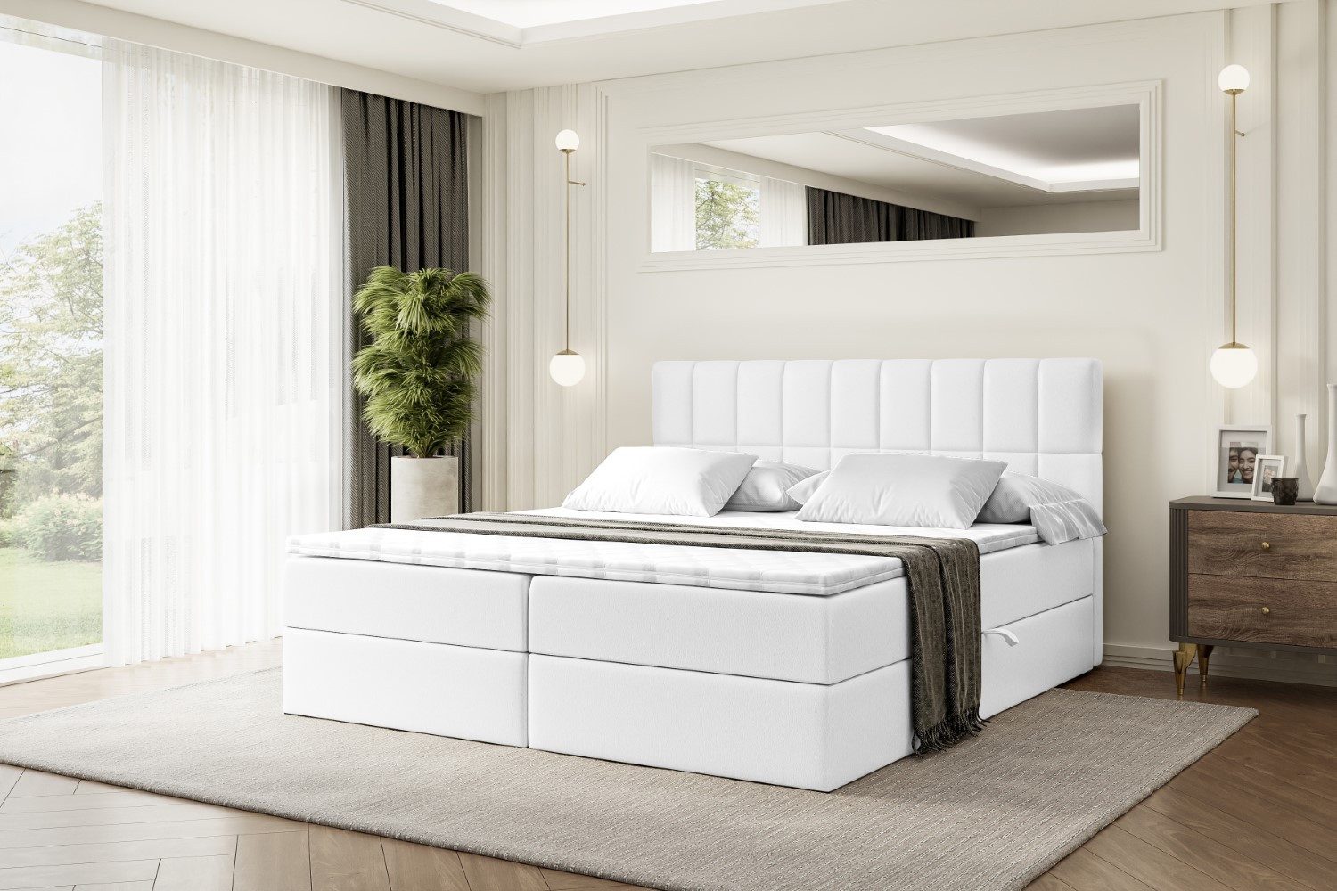 ALTDECOR Boxbett MIAMI (Multipocket-Matratze H4, H3 Matratze Bonellfederung, Topper, Kopfteil)