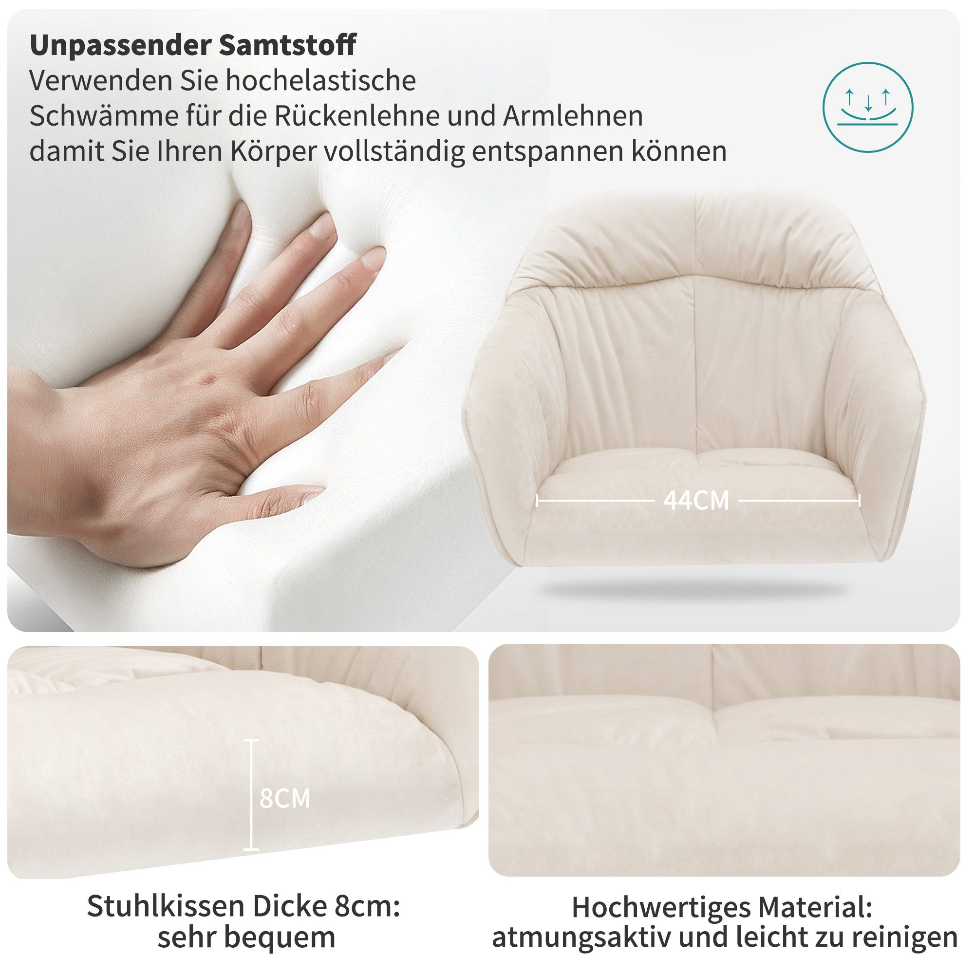 i@home Esszimmerstuhl Polsterstuhl mit Metallbeine, Samt günstig online kaufen