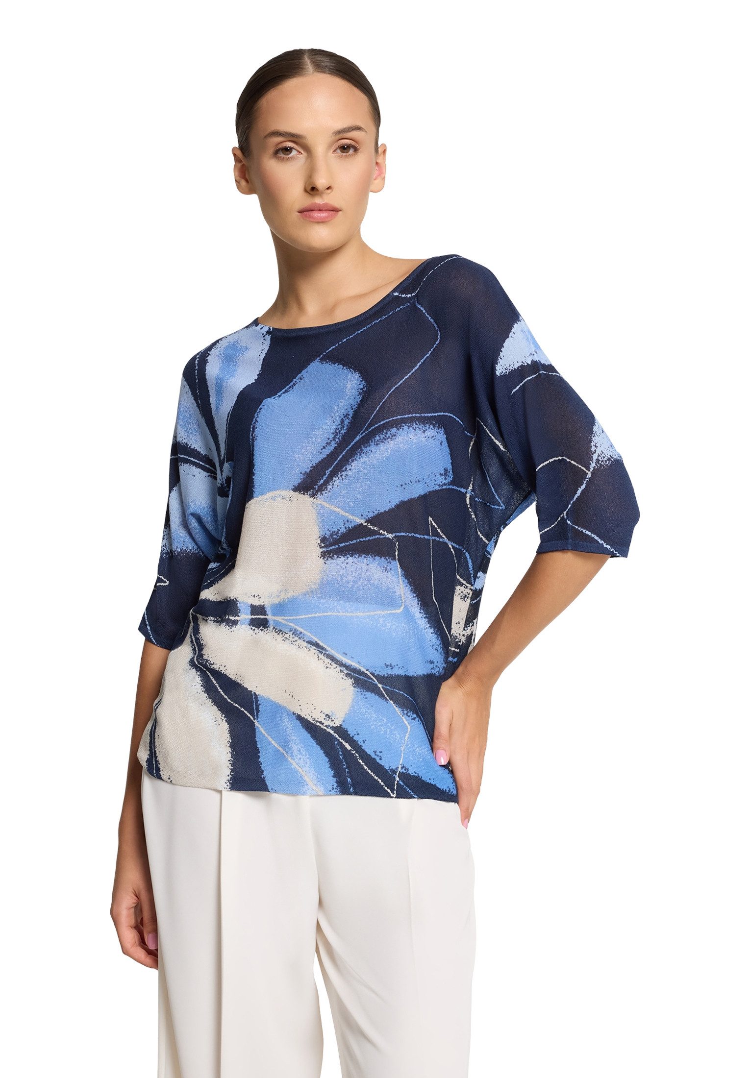 Betty&Co Strickpullover Damen Feinstrickpullover mit Print (1-tlg) Druck günstig online kaufen