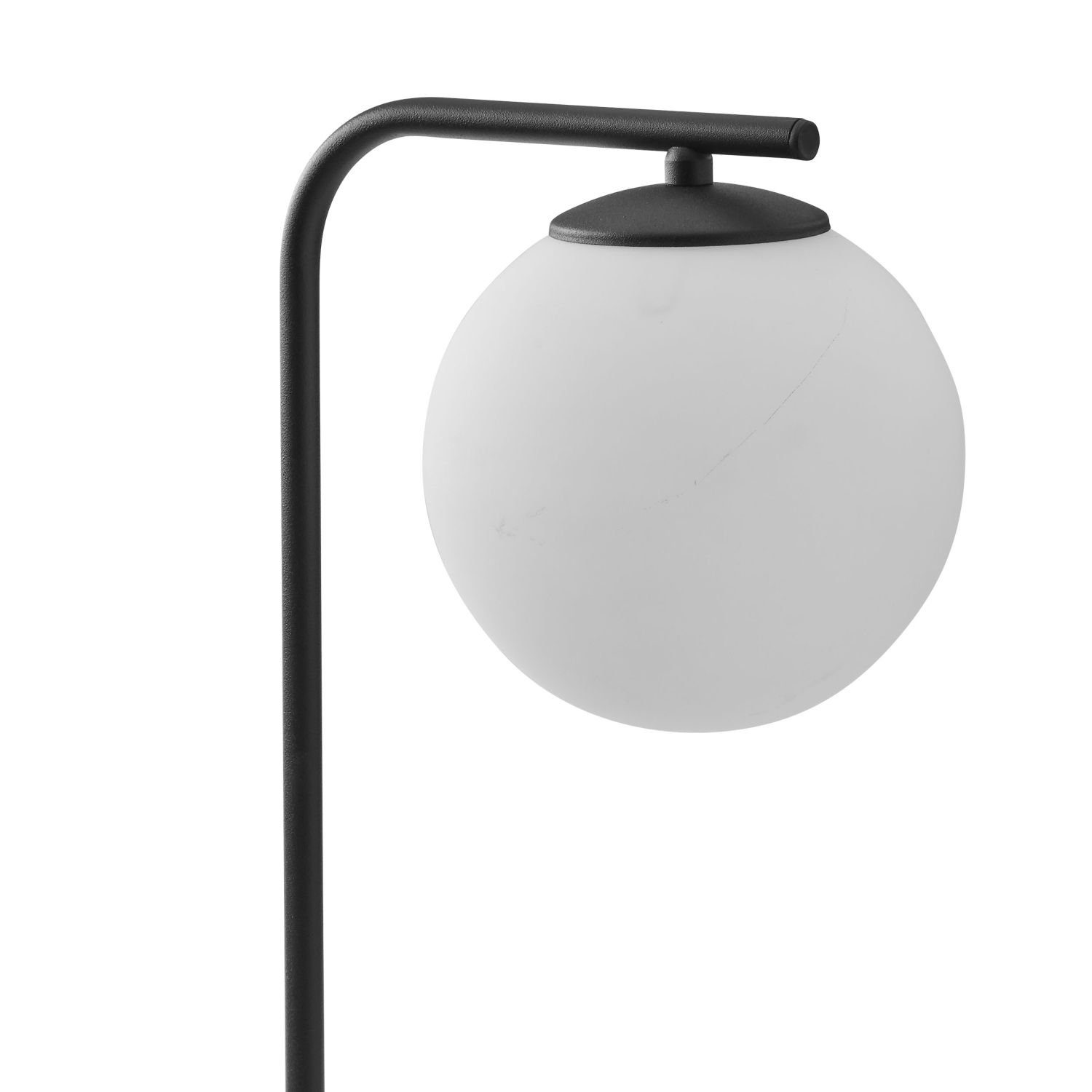 Licht-Erlebnisse Tischleuchte PROSKO, ohne Leuchtmittel, Glas Metall  Schwarz Weiß E27 45 cm Modern Wohnzimmer Schlafzimmer | Tischlampen