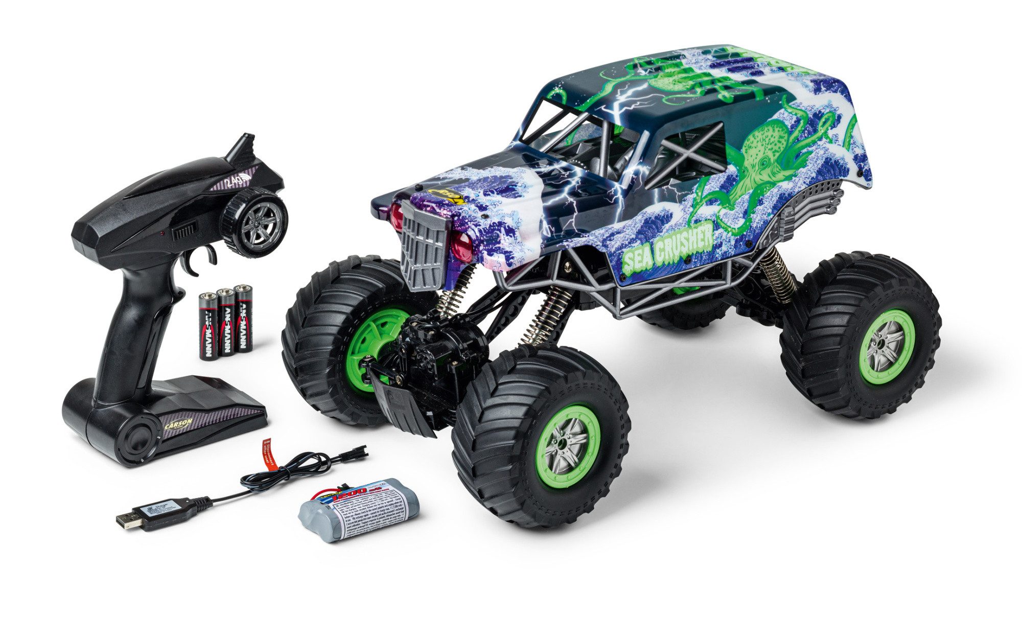 CARSON RC-Buggy Carson RC Sea Crusher Elektro Buggy Land / Wasser 100% 1:10 RTR grün