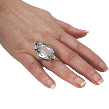 SKIELKA DESIGNSCHMUCK Silberring Bergkristall Ring "Marquise" 40 x 20 mm (Sterling Silber 925) (1-tlg), hochwertige Goldschmiedearbeit aus Deutschland