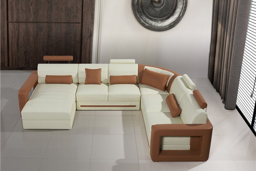 Braun Couch Garnituren Leder Couch Designer Polster Ecksofa, JVmoebel Ecksofa U Form