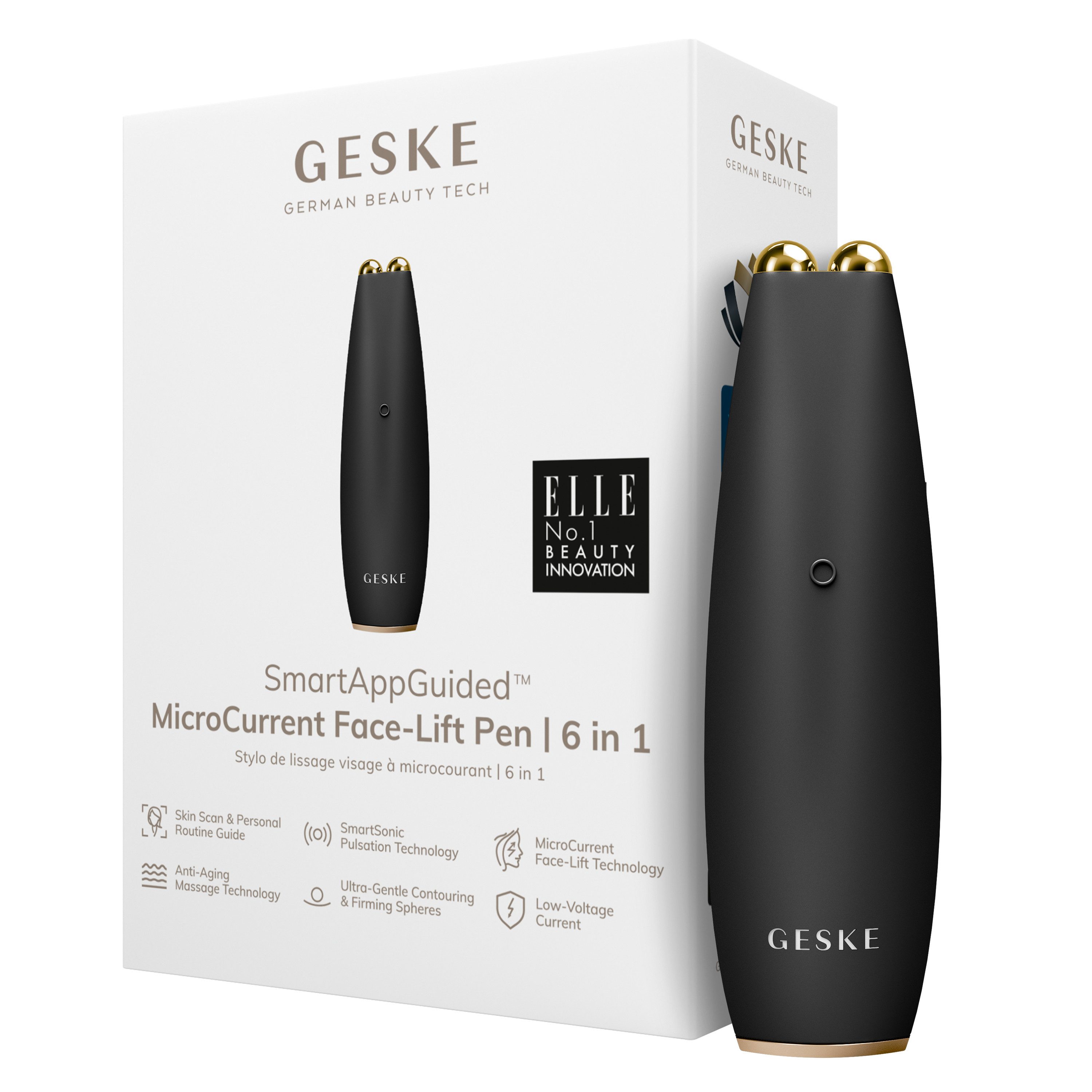 GESKE German Beauty Tech Enhancer SmartAppGuided™ MicroCurrent Face-Lift Pen 6 in 1, Packung (Gerät & USB-Ladekabel), 2-tlg., Gerät inkl. kostenloser APP (SmartAppGuided Device), Mit der GESKE App erhältst Du deine personalisierte Уход за кожейroutine.