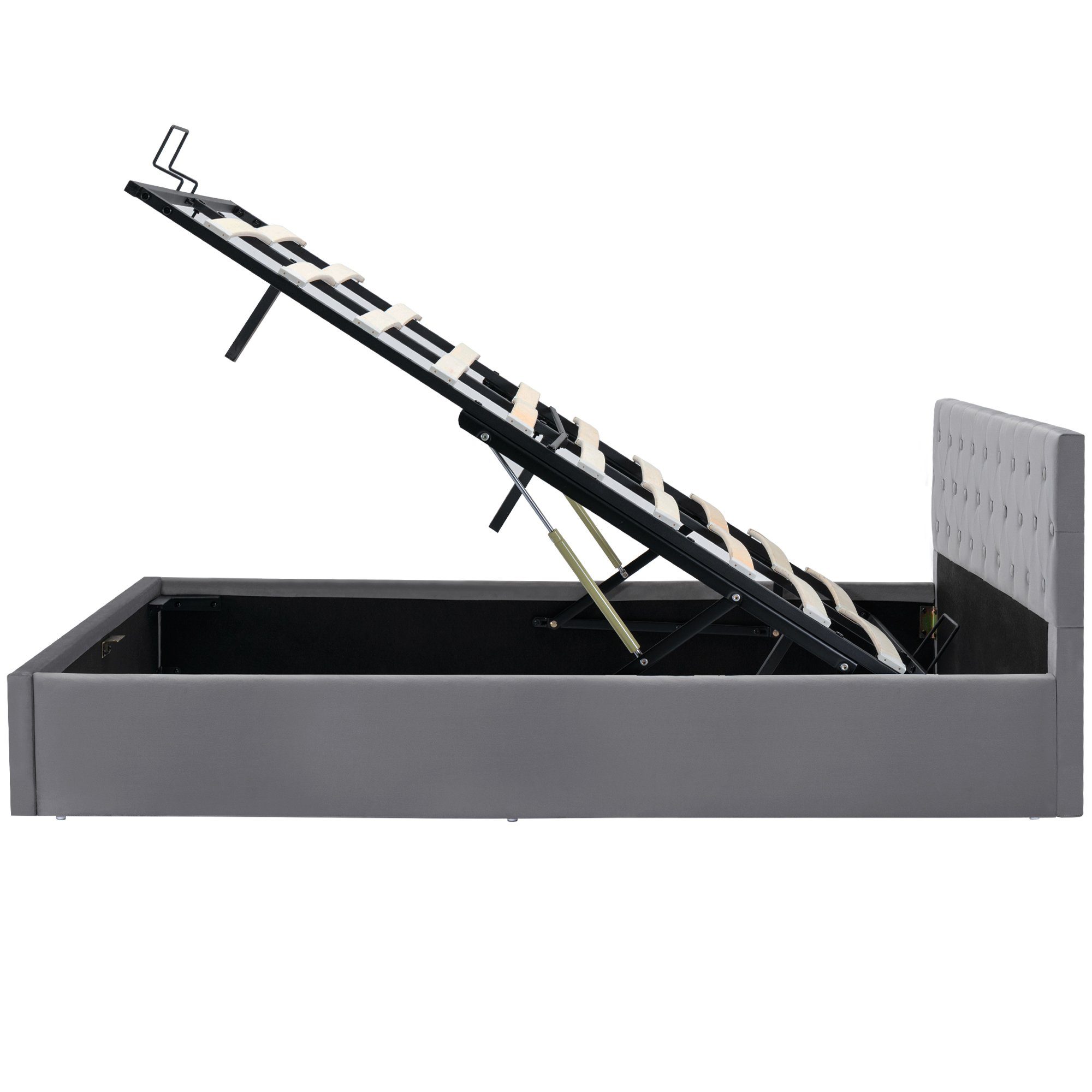 Boxspringbett (Polsterbett), Hydraulisches Doppelbett 140x200 cm mit Knopfheftung