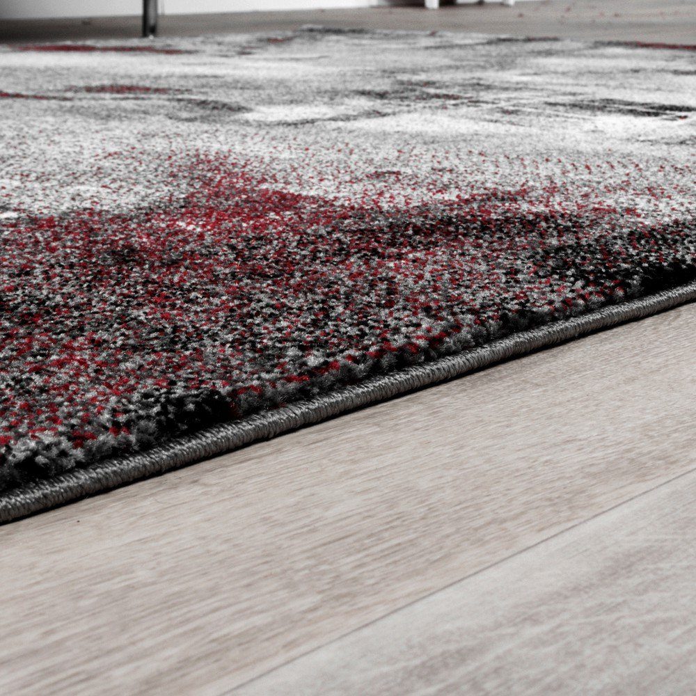 Teppich Wohnzimmer Designs, Bunt mm 16 Kurzflor rechteckig, Home, Höhe: Modern Teppich TT grau-rot Abstrakte Soft