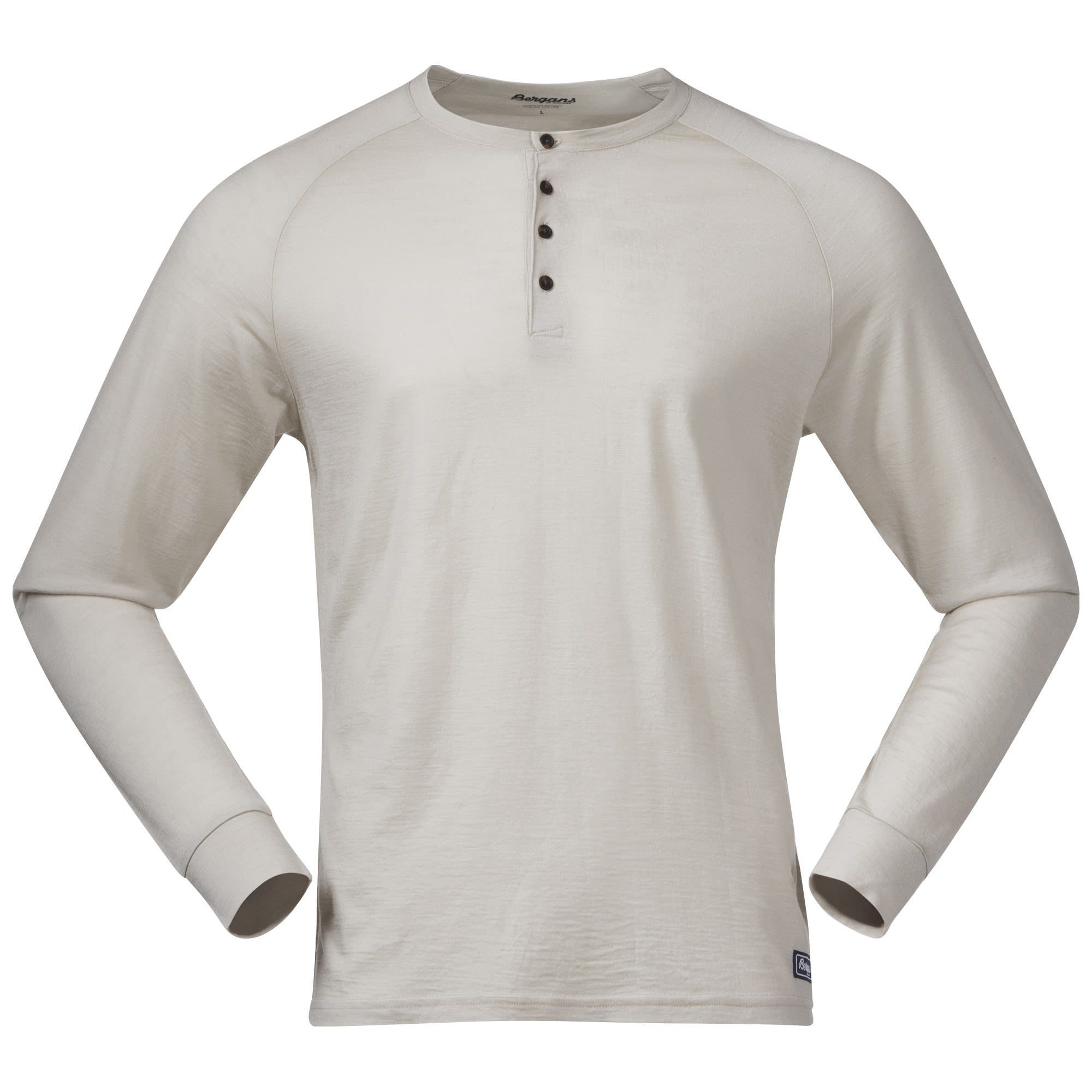 Sand Bergans Bergans Wool Chalk Lysebu M Langarmshirt Herren Henley Langarm-Shirt