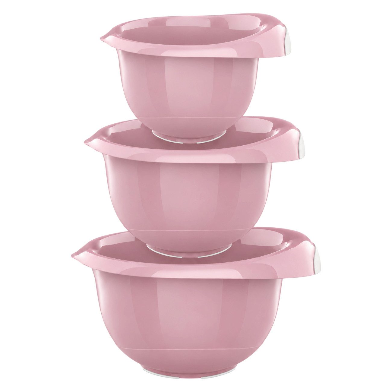 Engelland Rührschüssel 3er Set Backschüsseln mit Griff, Salatschüsseln, Kunststoff, (Vorteils-Set, 3-tlg), robust, BPA-frei, stapelbar, rutschfeste Silikonfüße, Einhandausguss
