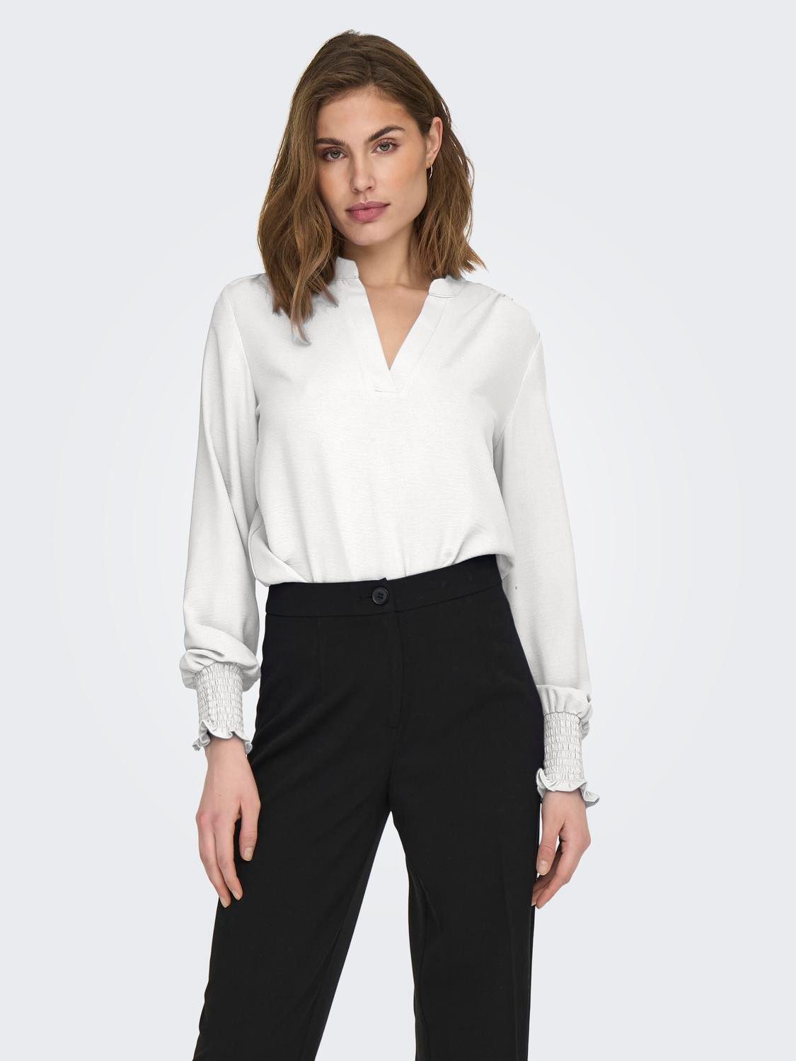 ONLY Blusenshirt ONLMETTE V-NECK LS SMOCK günstig online kaufen