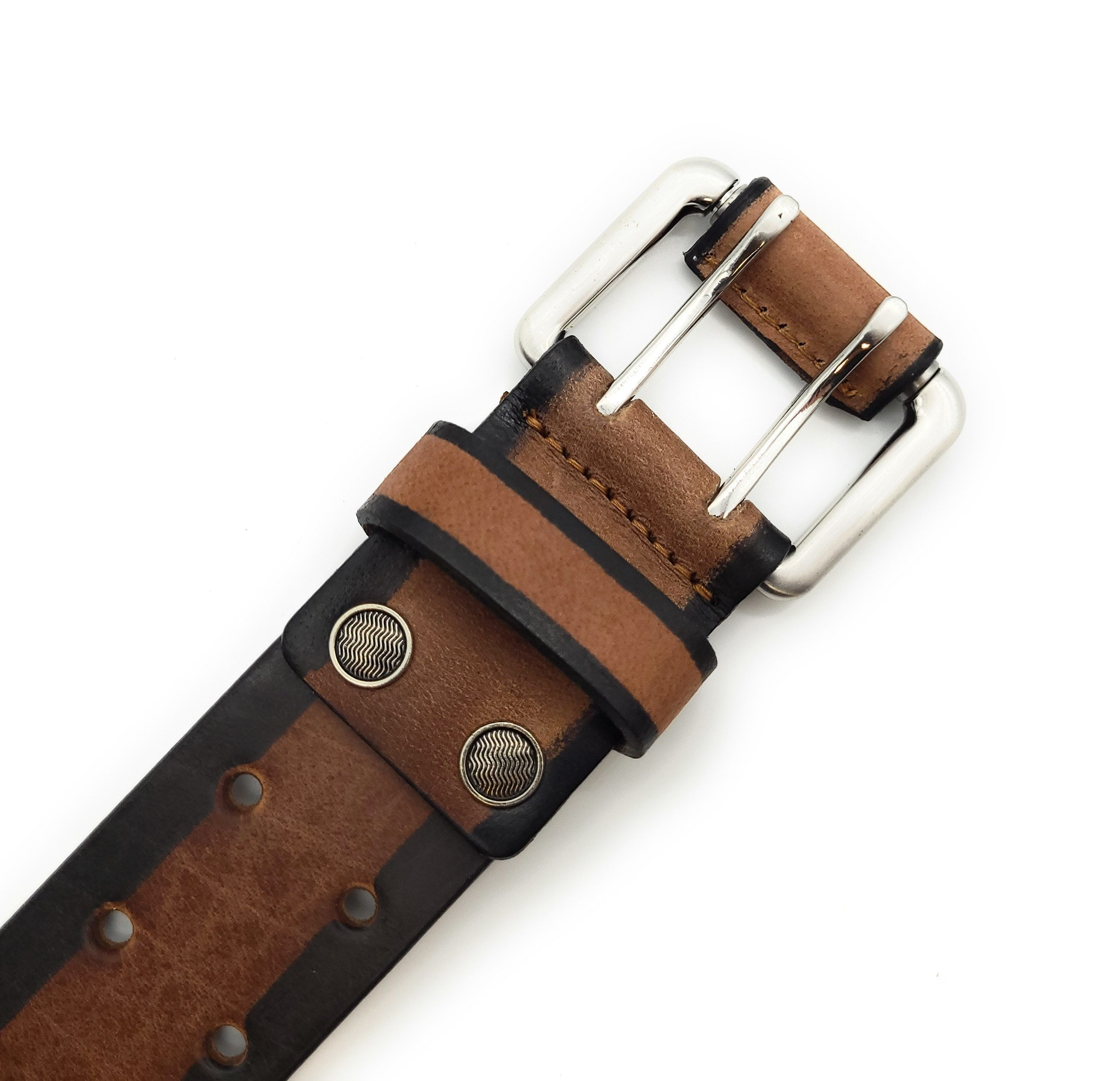 Lemasi Ledergürtel Büffelvollleder 42mm Breit - Doppelte Dornschließe, zweireihig – Bild 4 von 4