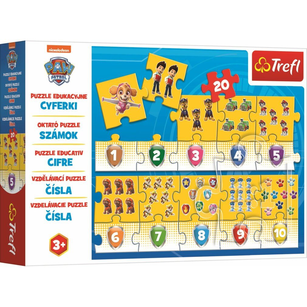 Trefl Puzzle Lernpuzzle Zahlen Paw Patrol 20 Teile, Puzzleteile