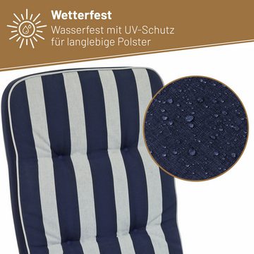 Herlag Hochlehnerauflage Tilly, (1 St), Gartenmöbelauflage 123x50x9cm Blockstreifen Blau-Gestreift 1 Stück