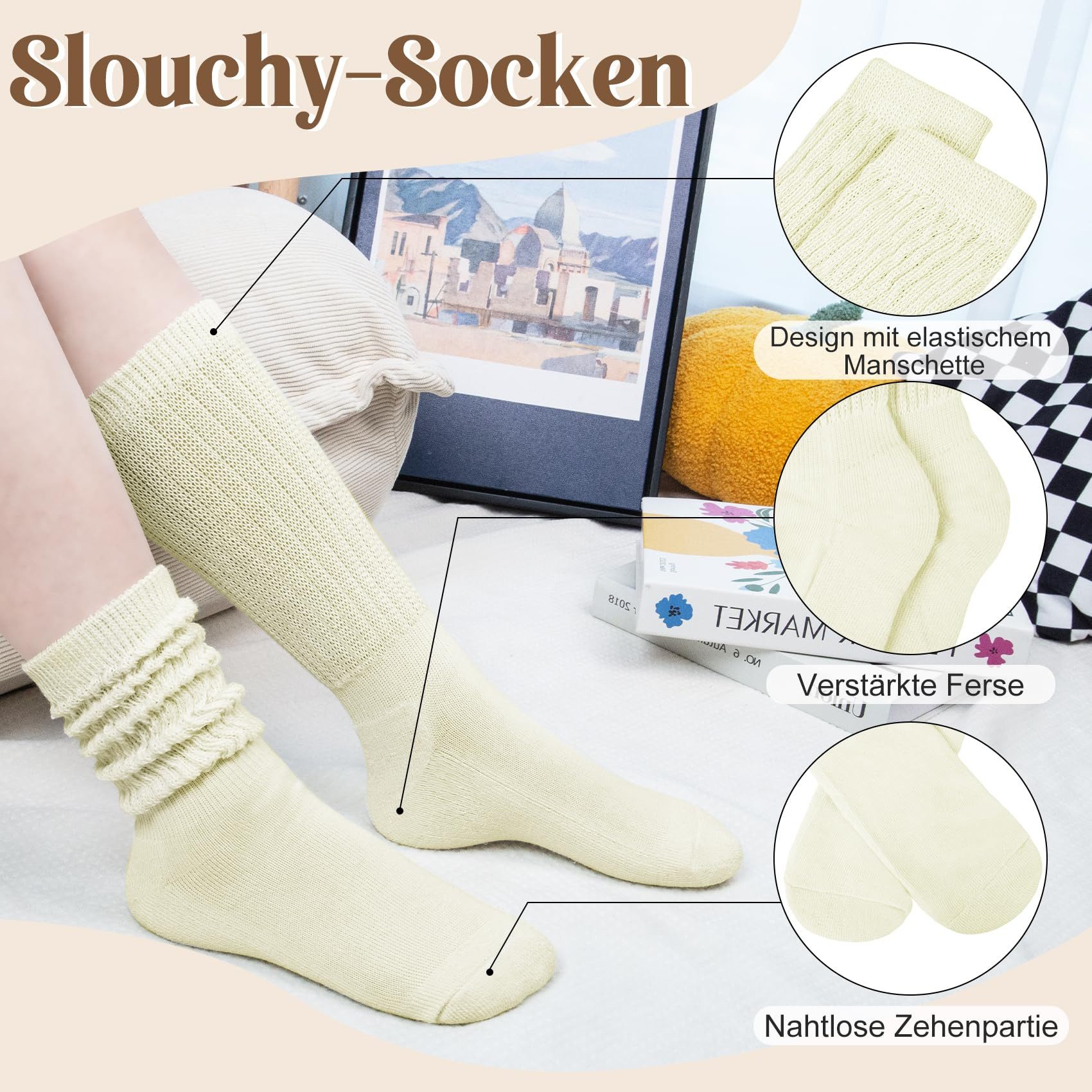 FOUORTUNATE-BEE Beinstulpen 4 Paar Damen Stulpen Socken – Lang, Dick & Lock günstig online kaufen