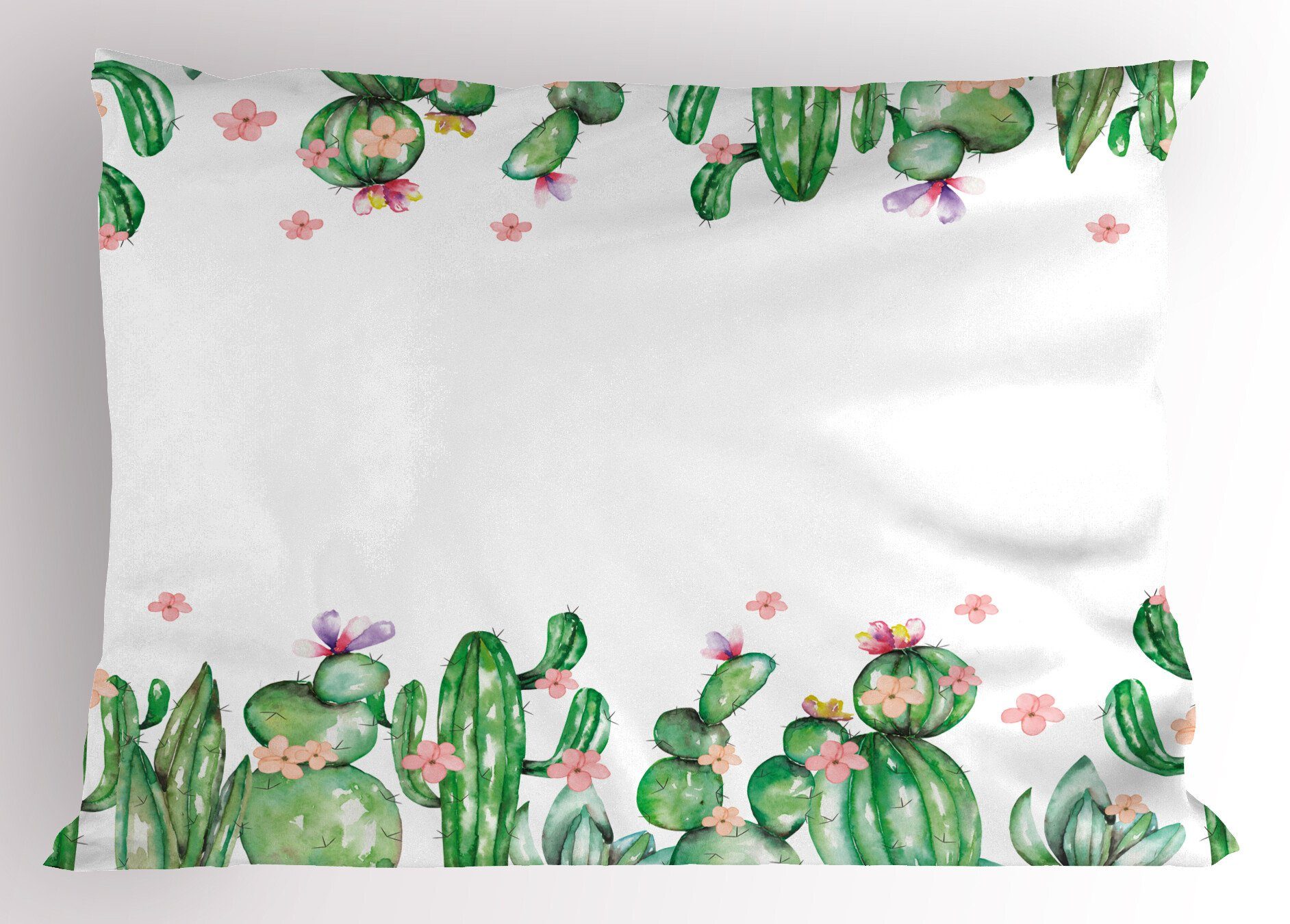 Kissenbezüge Dekorativer Standard King Size Gedruckter Kissenbezug, Abakuhaus (1 Stück), Kaktus Zarte Romantische Blüten