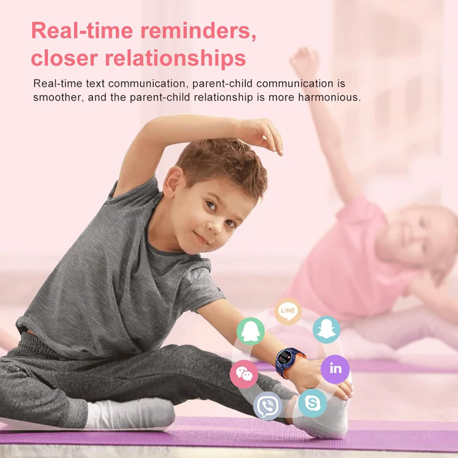 findtime FSHTWY19Pink Smartwatch (2,5 cm, sim-karte), Kinder Smartwatch mit Runddisplay für Gesundheit Bewegung