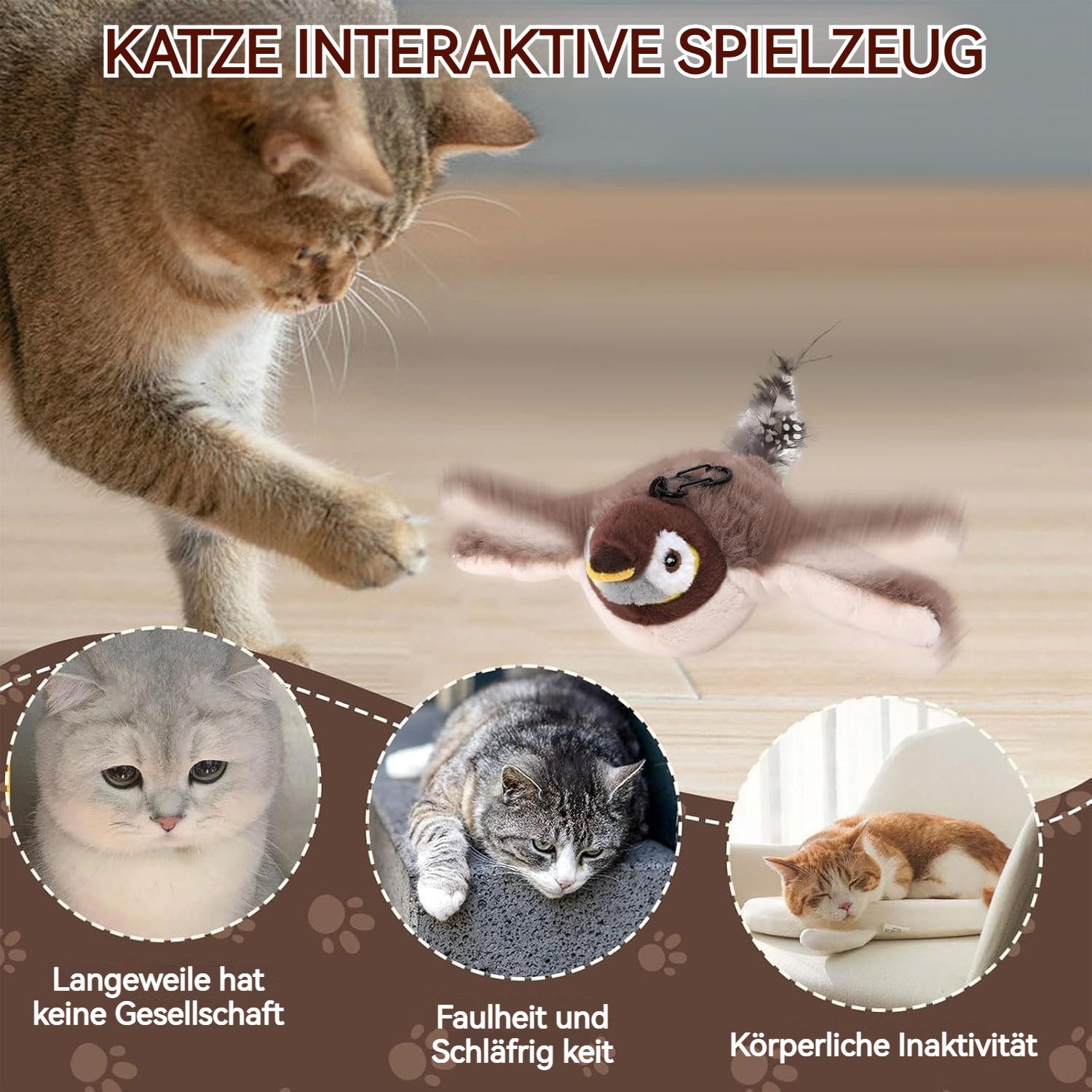 BlingBin Tier-Intelligenzspielzeug Elektrisch Katzenspielzeug Vogel Flatter günstig online kaufen