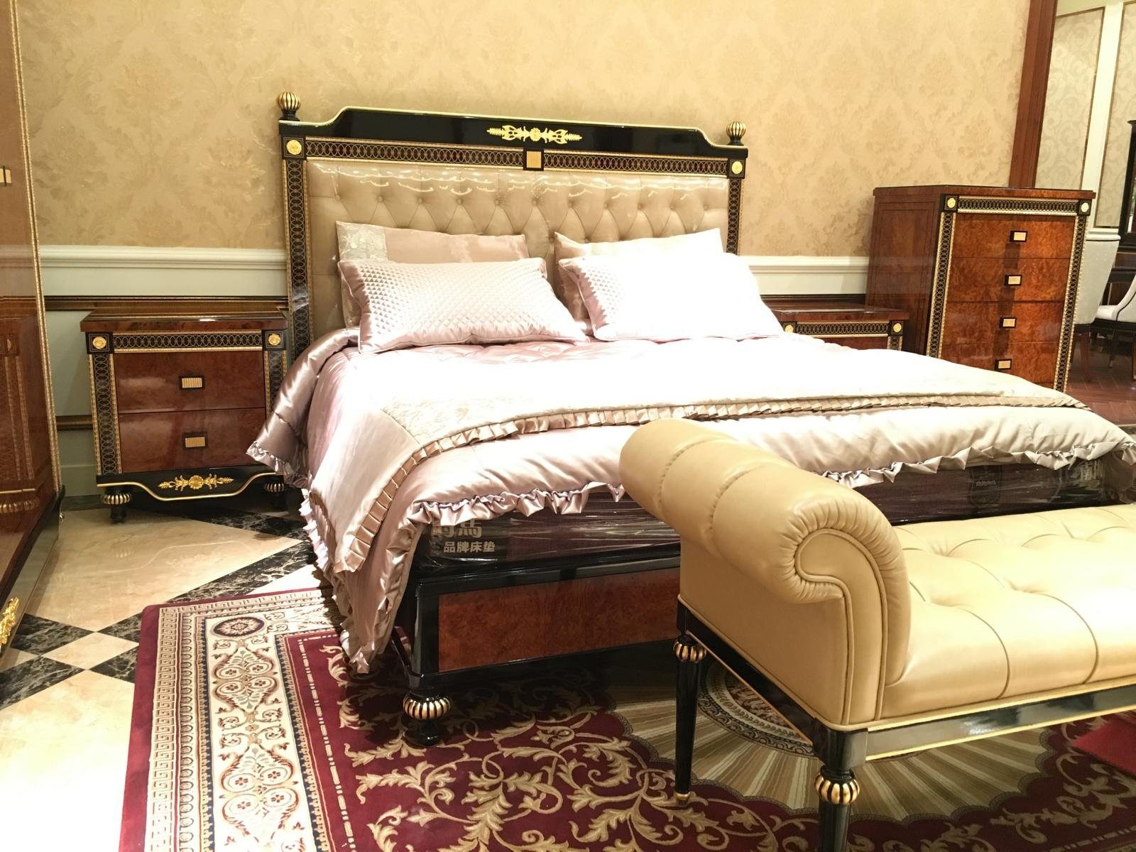 Luxus Luxur Betten JVmoebel Bett, Rokoko Design Doppelbett Bett Barock Ehebett