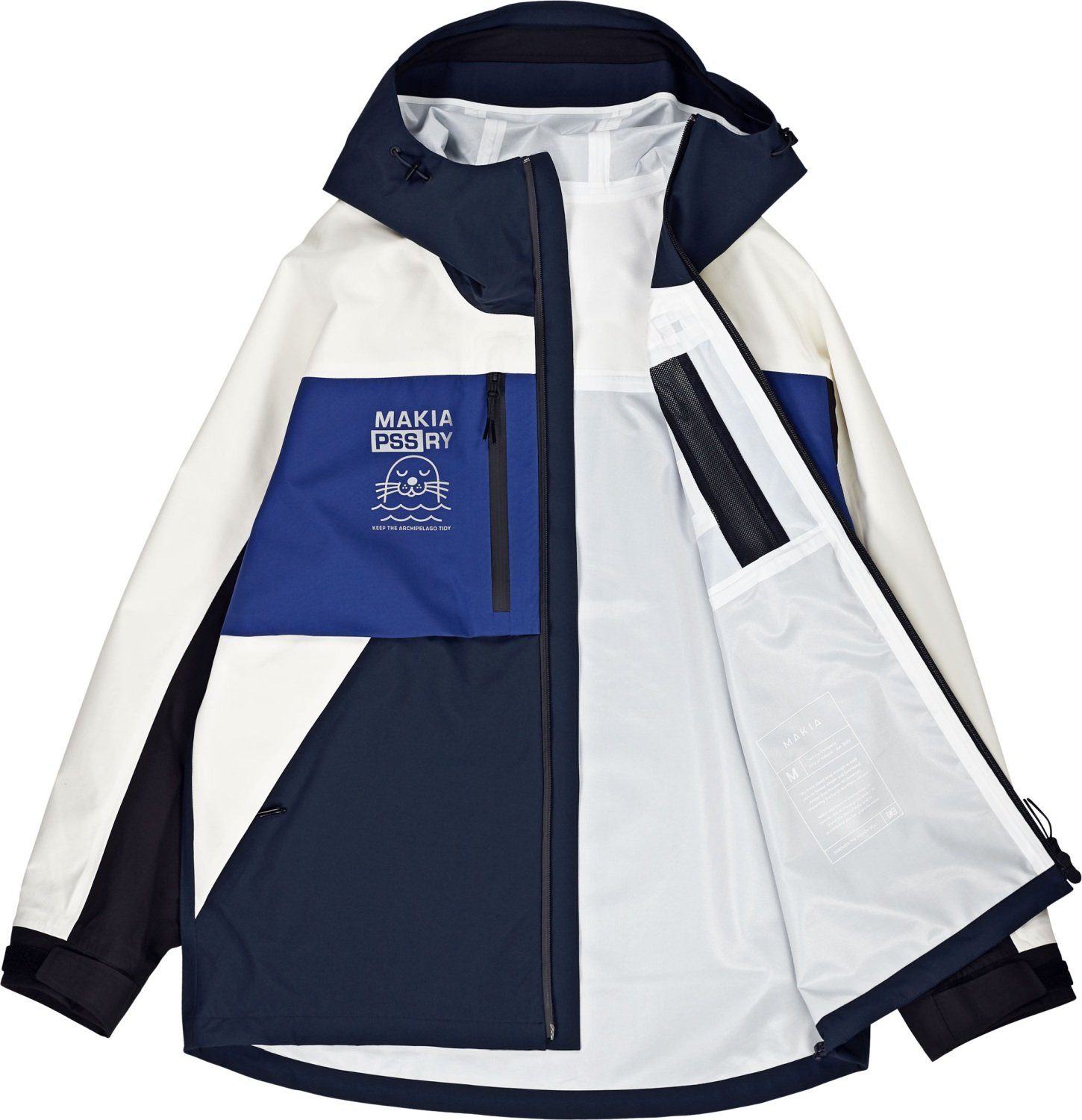 Regenjacke für 3L Seen weiß Edition Special Unisex Kapue, Mesh MAKIA Belüftung, blau, Kapuzenkrempe Schären Lootholma laminierte verstellbare &