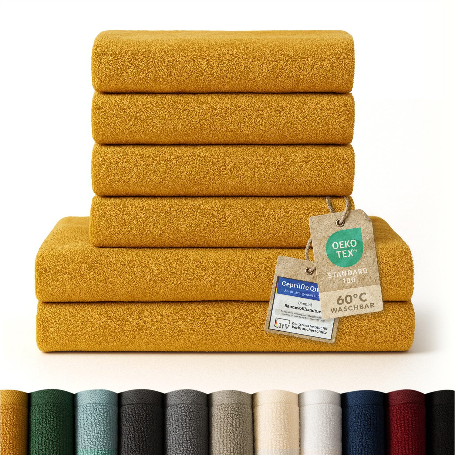 Blumtal Handtuch Set Premium 4/6-tlg. Frottier Dusch- (70x140 cm) & Handtuch (50x100 cm), Frottee (Set, 6-St), 100% Baumwolle, Oeko-TEX Zertifiziert