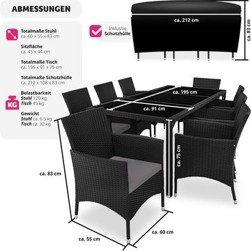 tectake Sitzgruppe Valencia, (Set, 9-tlg), Tisch- und Stuhl Set