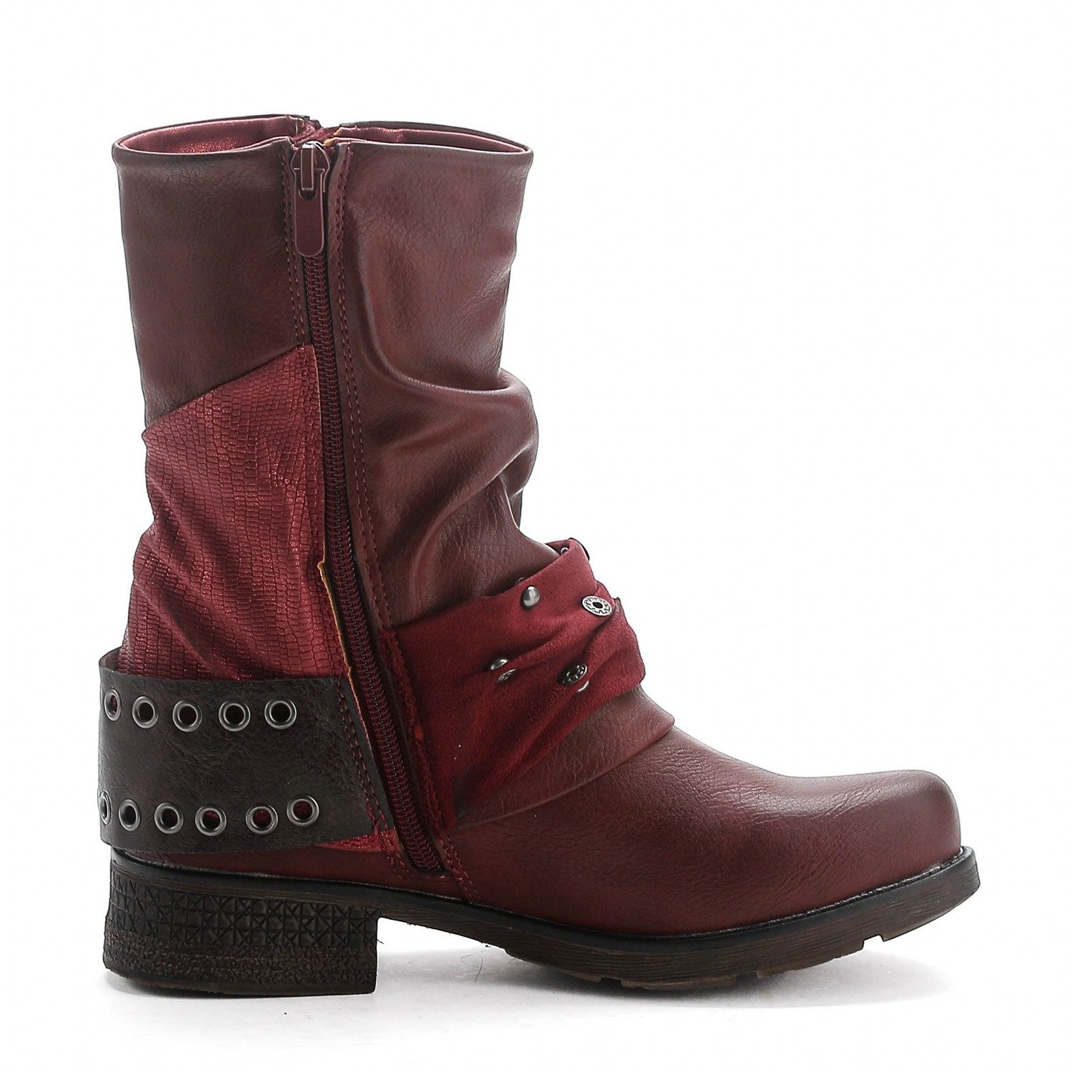 Pogolino ST04 Bikerboots Damen Biker Boots leicht gefüttert Nieten Stiefele günstig online kaufen