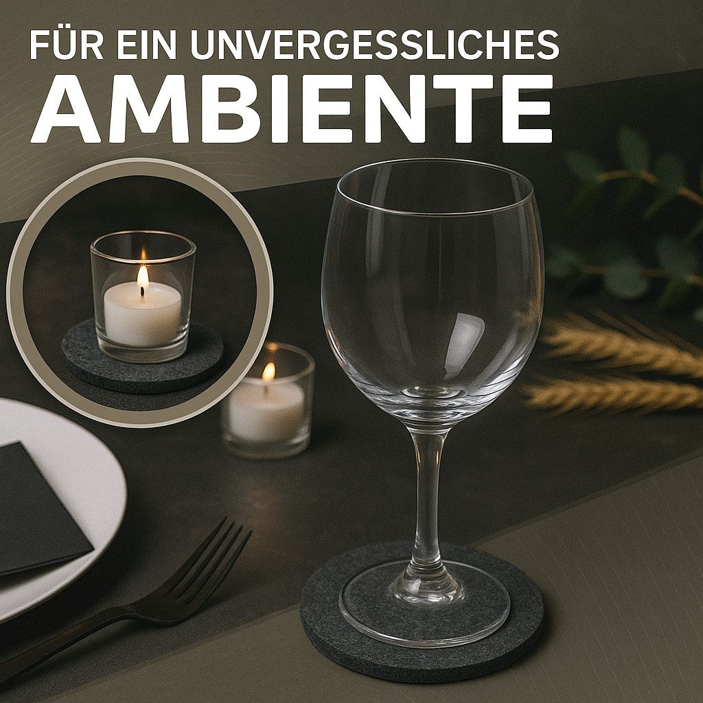 Alpha Electronics Glasuntersetzer Filz-Untersetzer, Zubehör für Wohnzimmertisch, Couchtisch, Küchenablage uvm., Sparset, 12-tlg., Pflegeleicht, strapazierfähig
