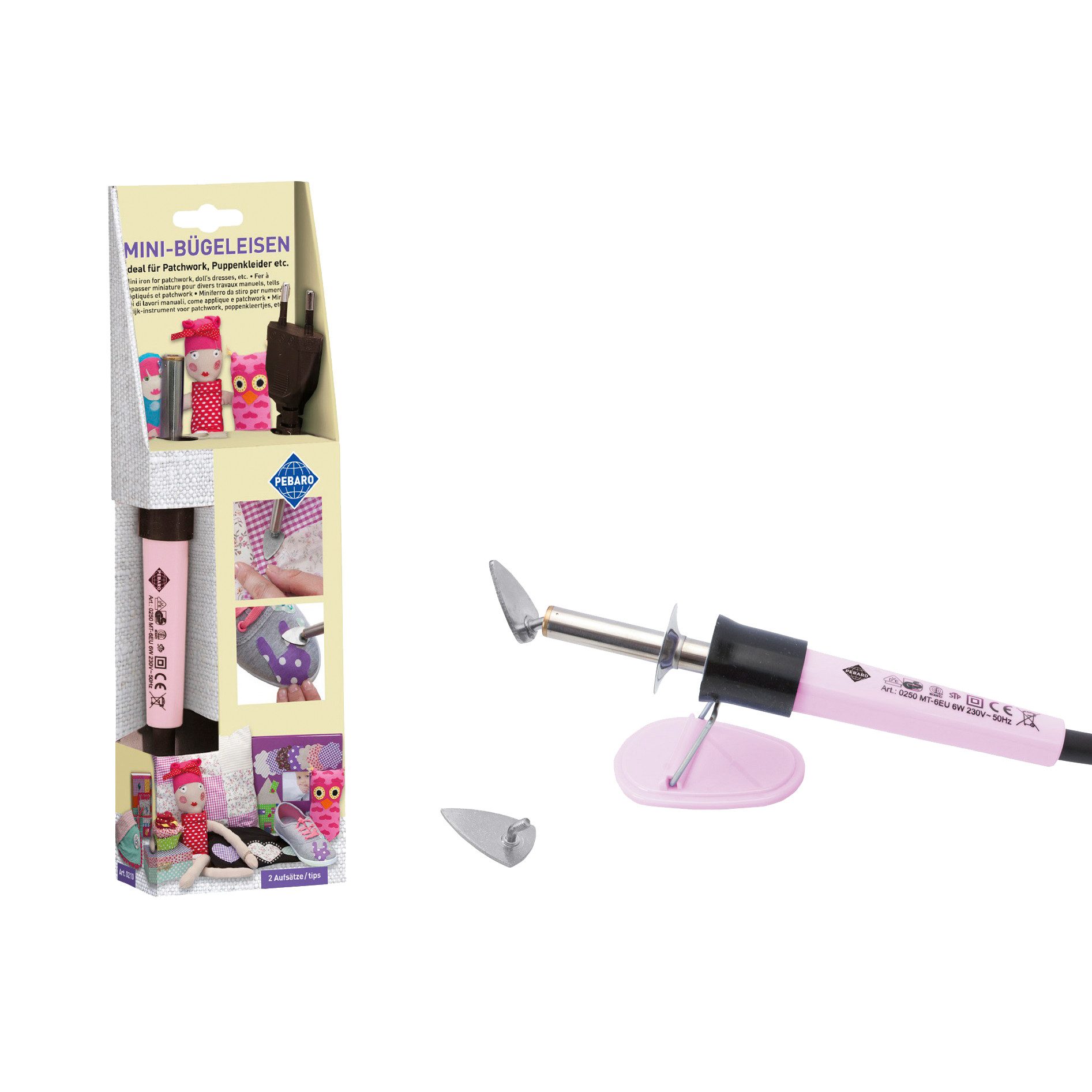 Pebaro Kreativset Mini-Bügeleisen, 30 WATT, mit 2 Aufsätze